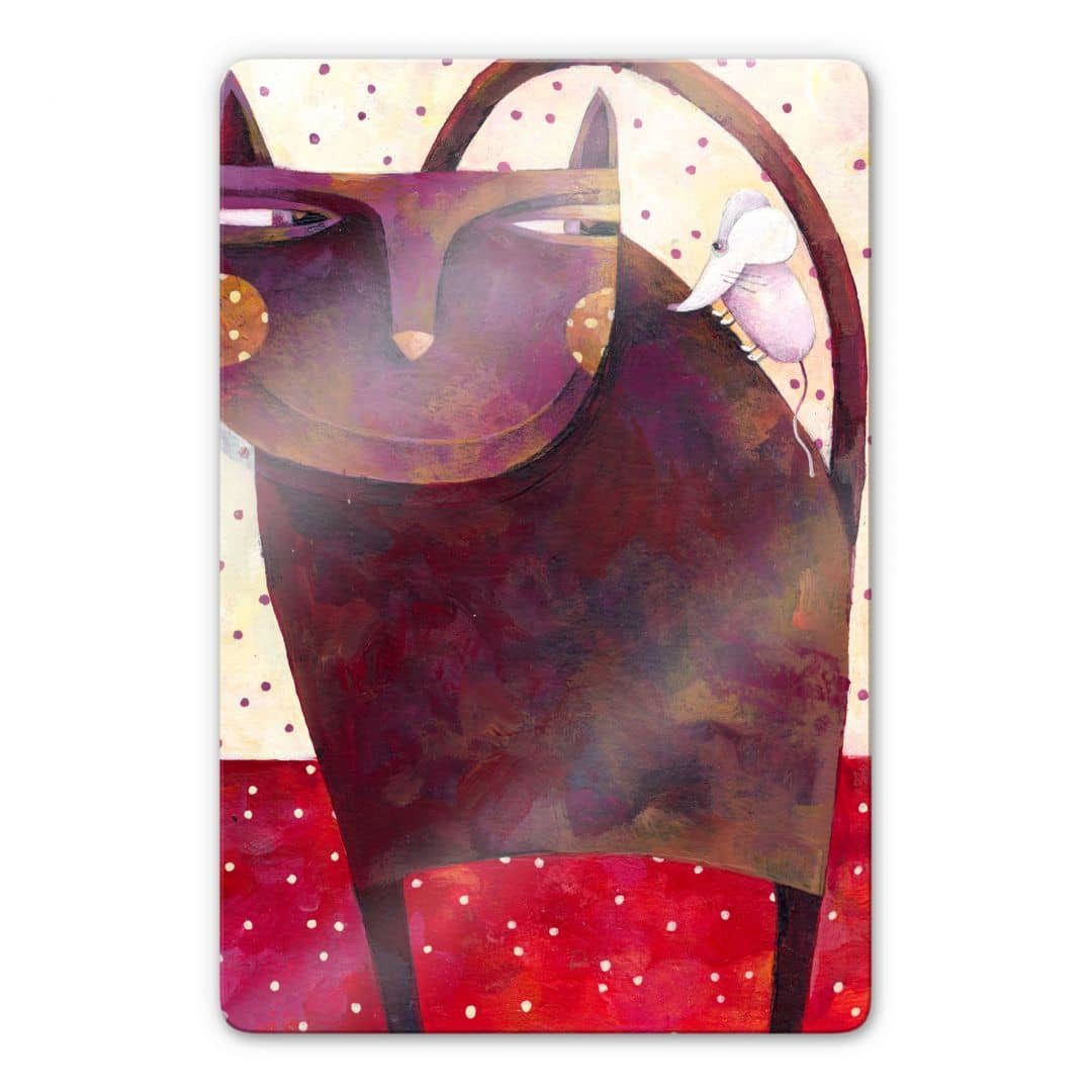 K&L Wall Art Glasbild Glasbild by Blanz Kinderzimmer Märchen Katze und Maus, Baby Deko Wandbild modern