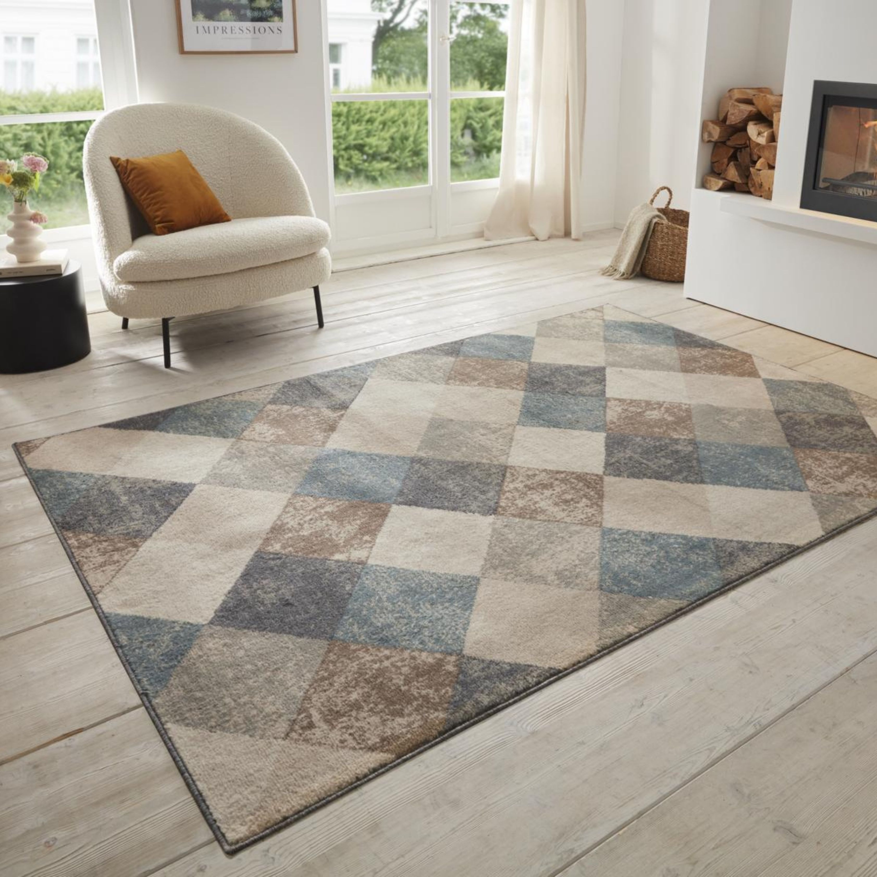 HANSE Home Teppich Bakke, rechteckig, Höhe: 8 mm, Kurzflor, Läufer, Rauten-Muster, Wohnzimmer, Schlafzimmer, Esszimmer