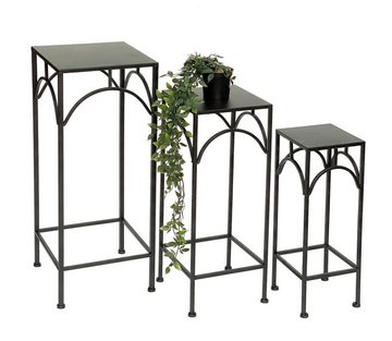 DanDiBo Blumenhocker Metall Schwarz Eckig 50 - 70 cm Blumenständer 96132 3er Set Beistelltisch Blumensäule Modern Pflanzenständer Pflanzenhocker