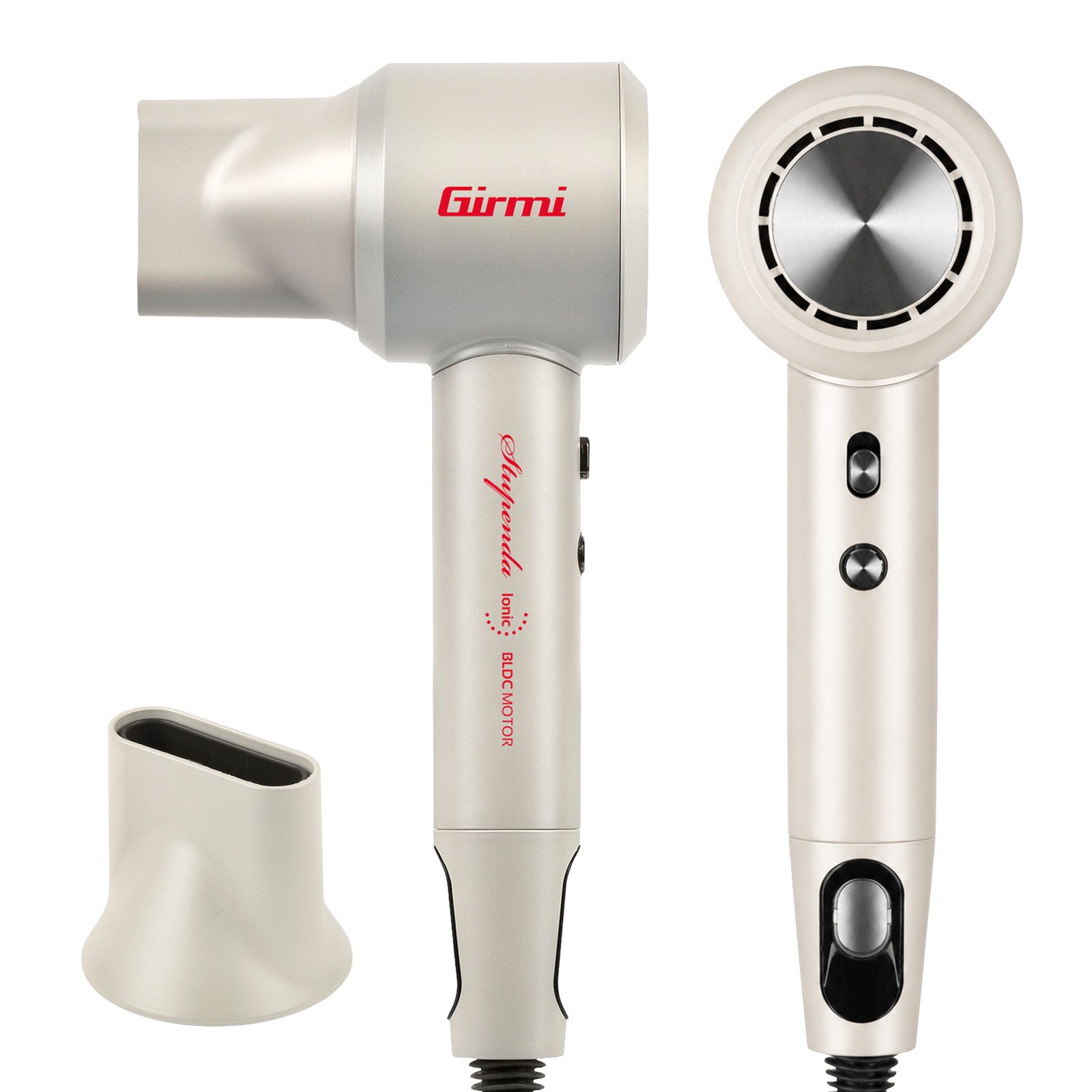 Girmi Ionic-Haartrockner PH92, 1800 W, 2 Stufen, 5 Temperaturen, bürstenloser Motor, Ionenfunktion