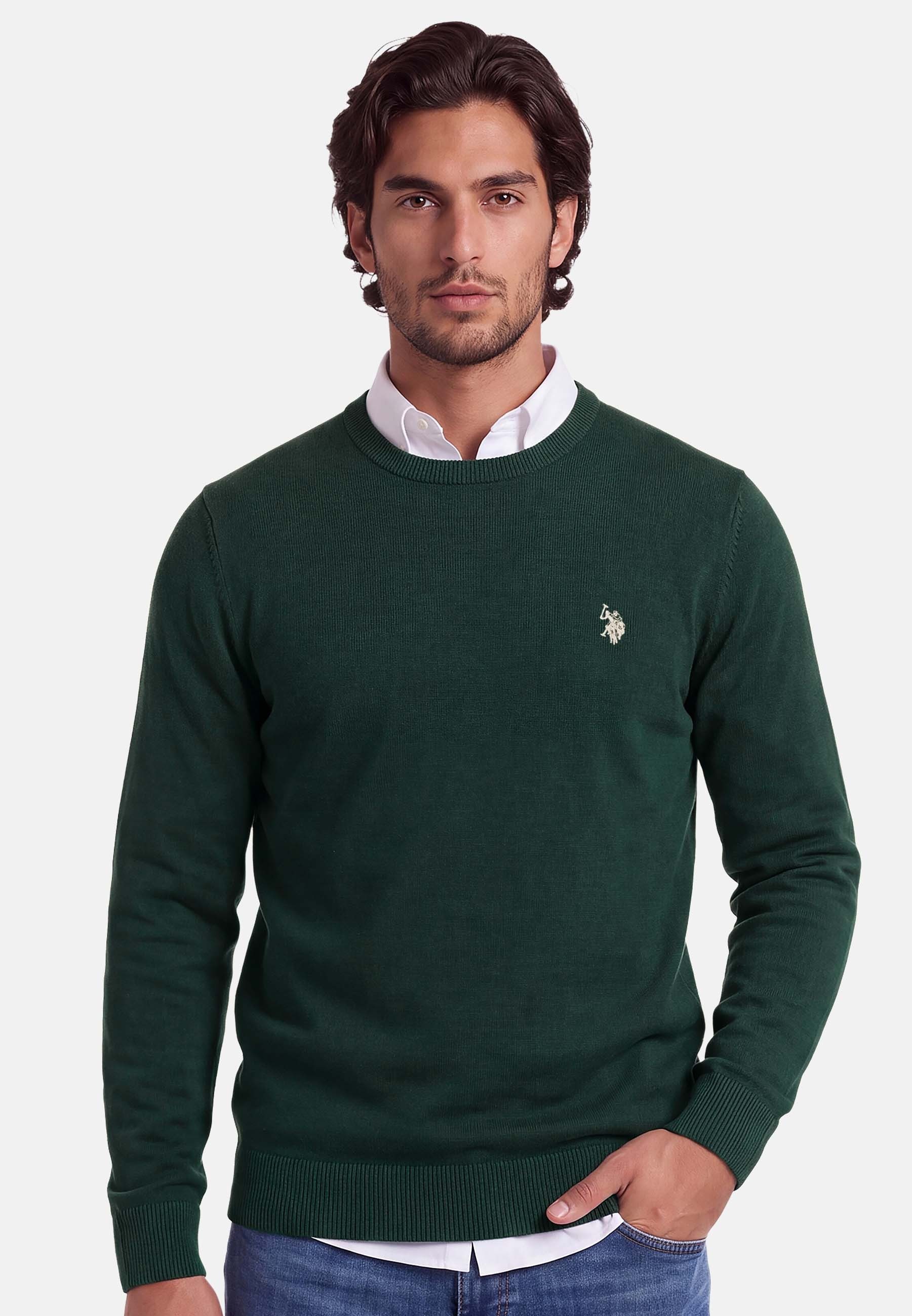 U.S. Polo Assn. Rundhalspullover USJackk – Herren Crewneck Pullover mit Rippbündchen