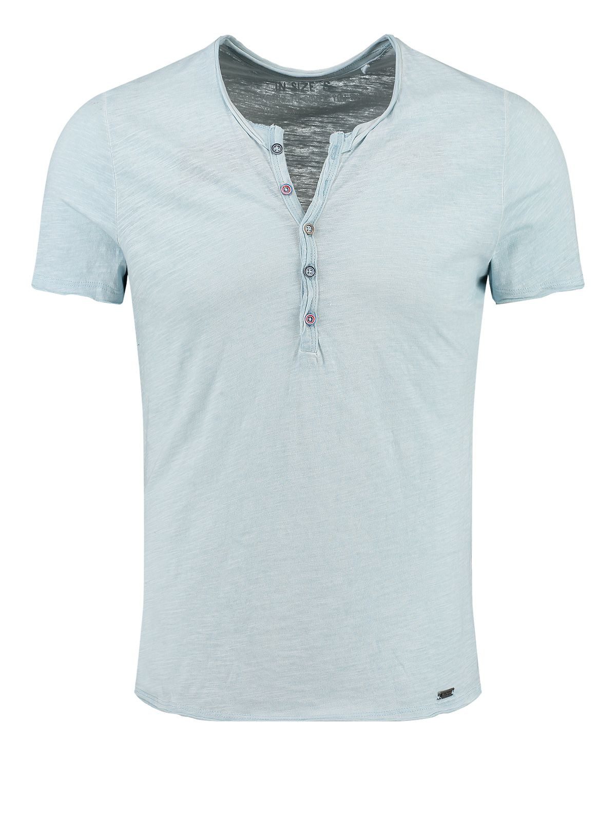 Key Largo Henleyshirt Lemonade vintage Look uni Basic MT00122 mit Knopfleiste unifarben kurzarm slim fit