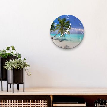 DEQORI Wanduhr 'Paradiesischer Strand' (Glas Glasuhr modern Wand Uhr Design Küchenuhr)