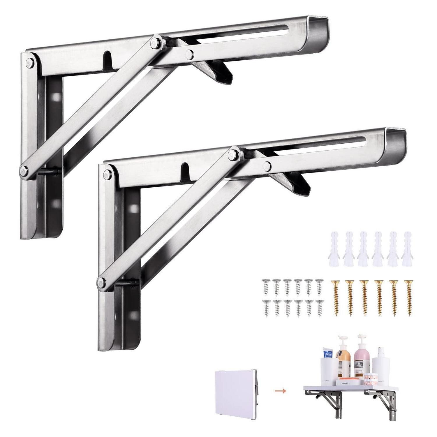 LuxusKollektion Wandregalhalter Klappkonsole Edelstahl 300mm Schwerlast 50kg 2Stk, 2-tlg.