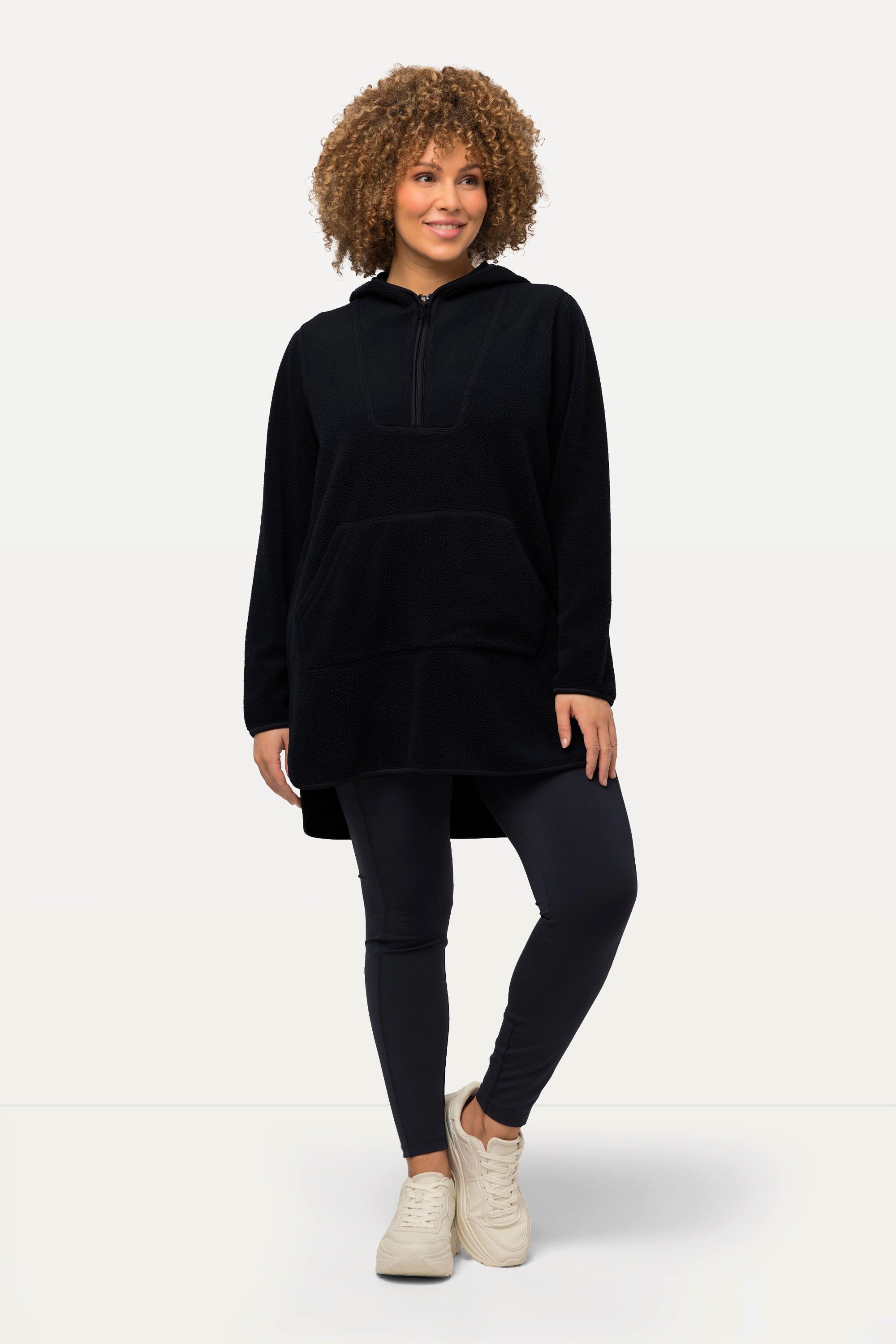 Ulla Popken Sweatshirt Long-Teddy-Fleecepullover Kapuze Zipper günstig online kaufen
