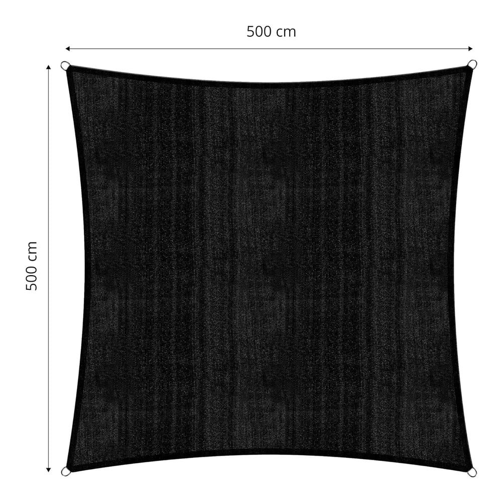 Lumaland Sonnensegel Sonnensegel 5 x 5 m Quadrat, Wetterbeständig, 100% HDPE mit Stabilisator für UV Schutz