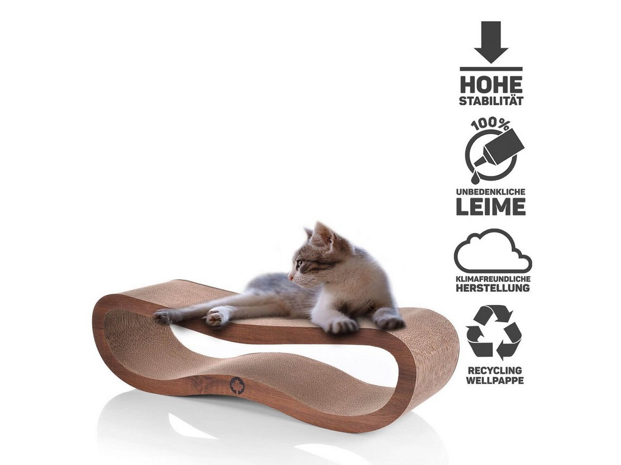 Thumbnail - Canadian Cat Company Kratzpappe Orbit 2.0 - walnuß, (Qualitäts-Kratzbrett, 1-tlg., XL Kratzmöbel mit Katzenminze), ergon...
