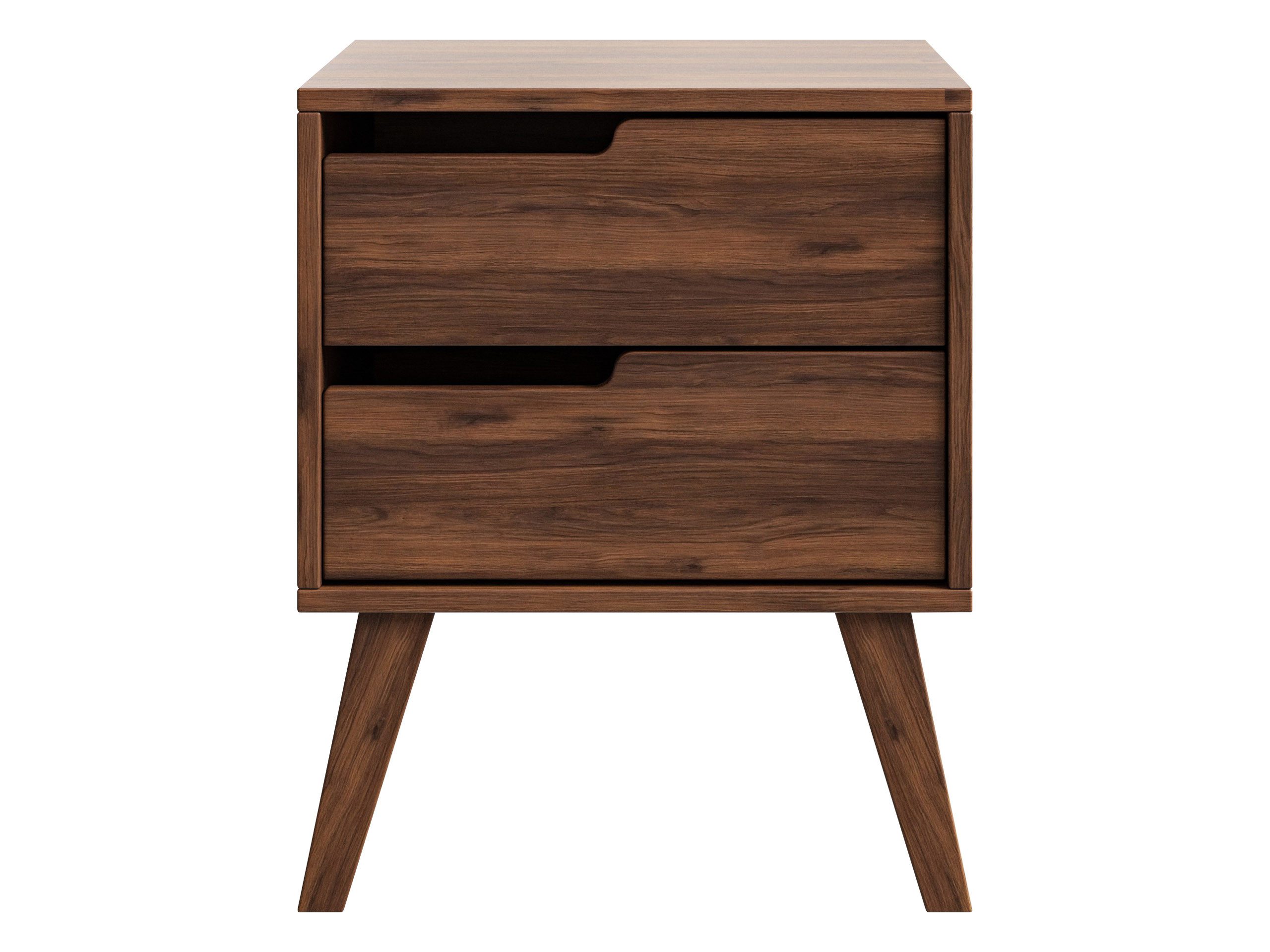 MIRJAN24 Nachttisch Nordelo 2S (mit zwei Schubleden), Links oder rechts, Holzfüße