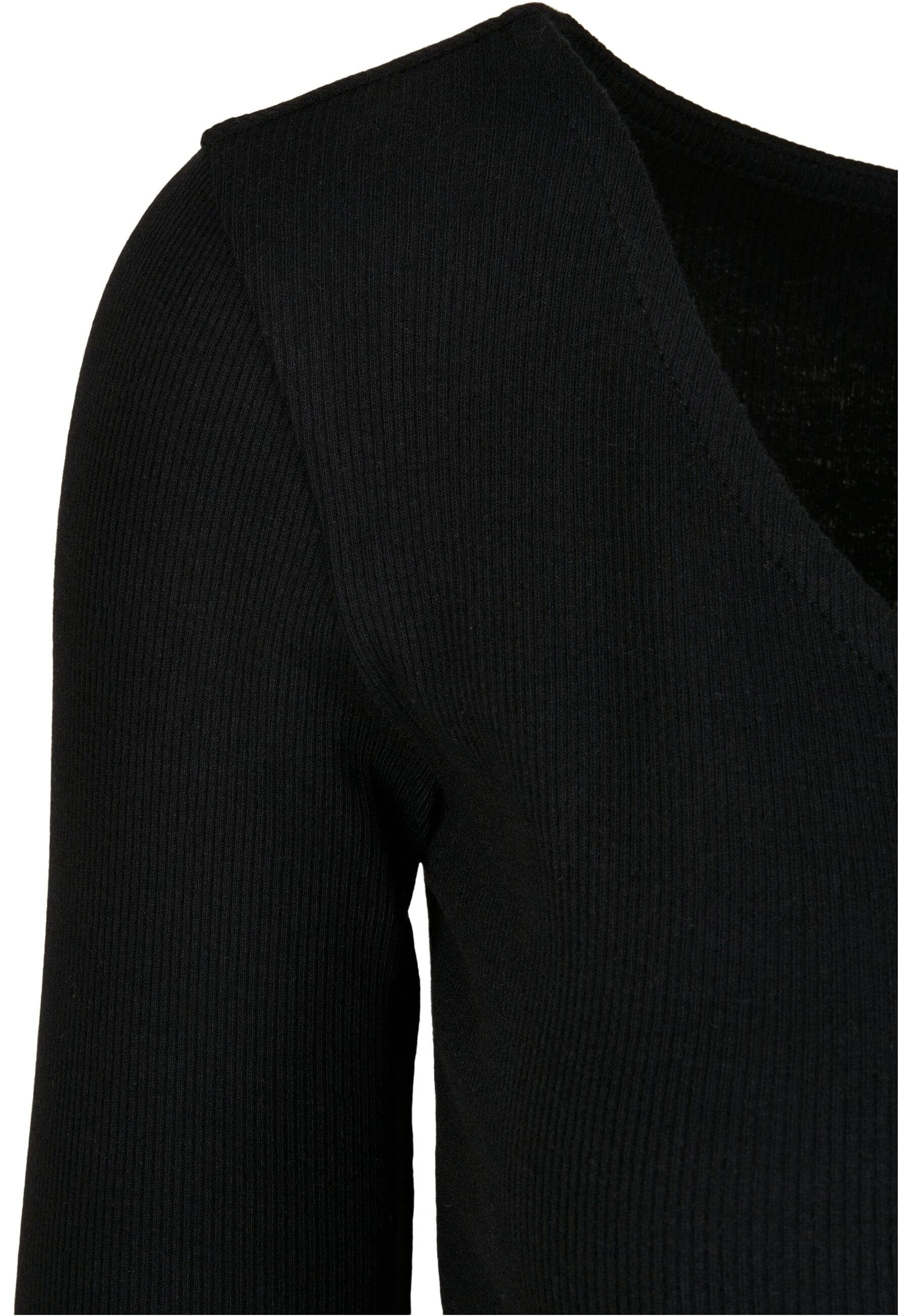 Cropped Ladies Rib CLASSICS URBAN Damen Langarmshirt Cardigan (1-tlg) black