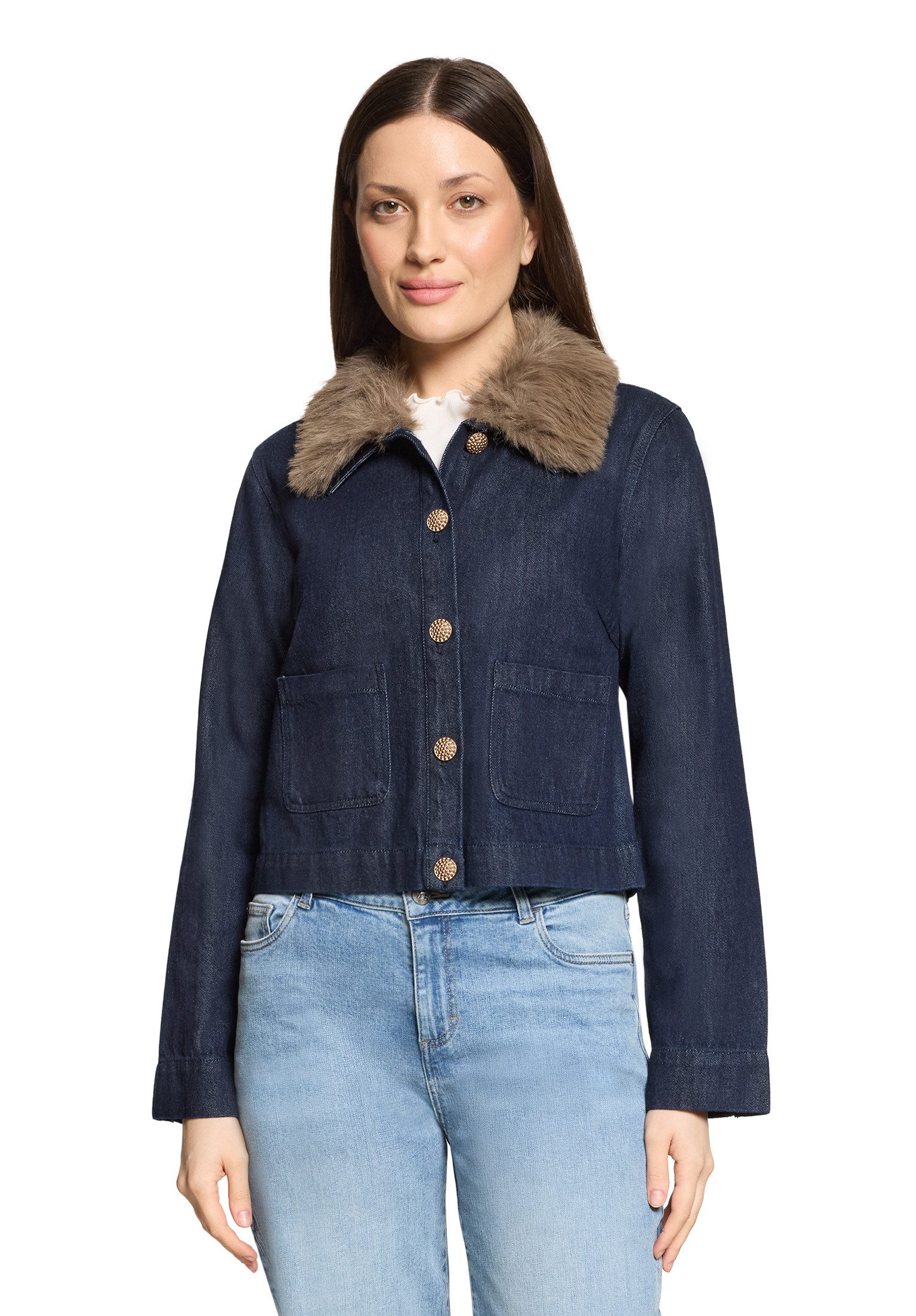 Jackenblazer Damen mit Kunstfellkragen