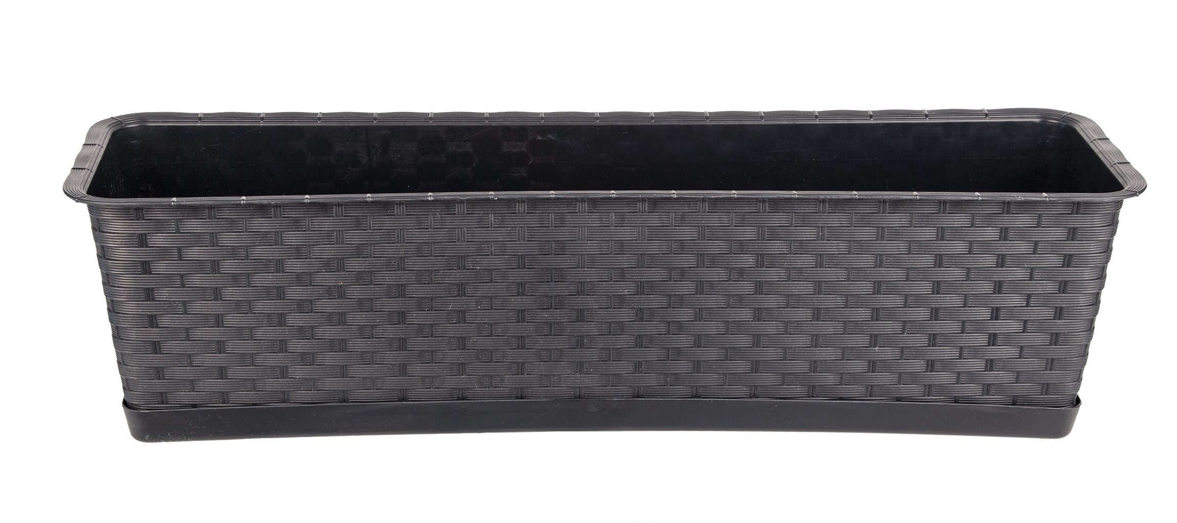 BigDean Blumenkasten Blumenkasten mit Untersetzer 60 cm Rattan-Optik Balkonkasten (1 St)
