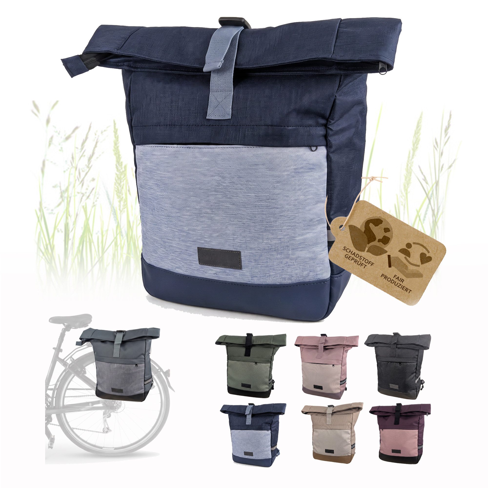 BambiniWelt by Rafael K. Fahrradtasche Fahrradtasche Gepäckträgertasche 2in1 Rucksack 20L M2, Gepäckträgertasche und Rucksack