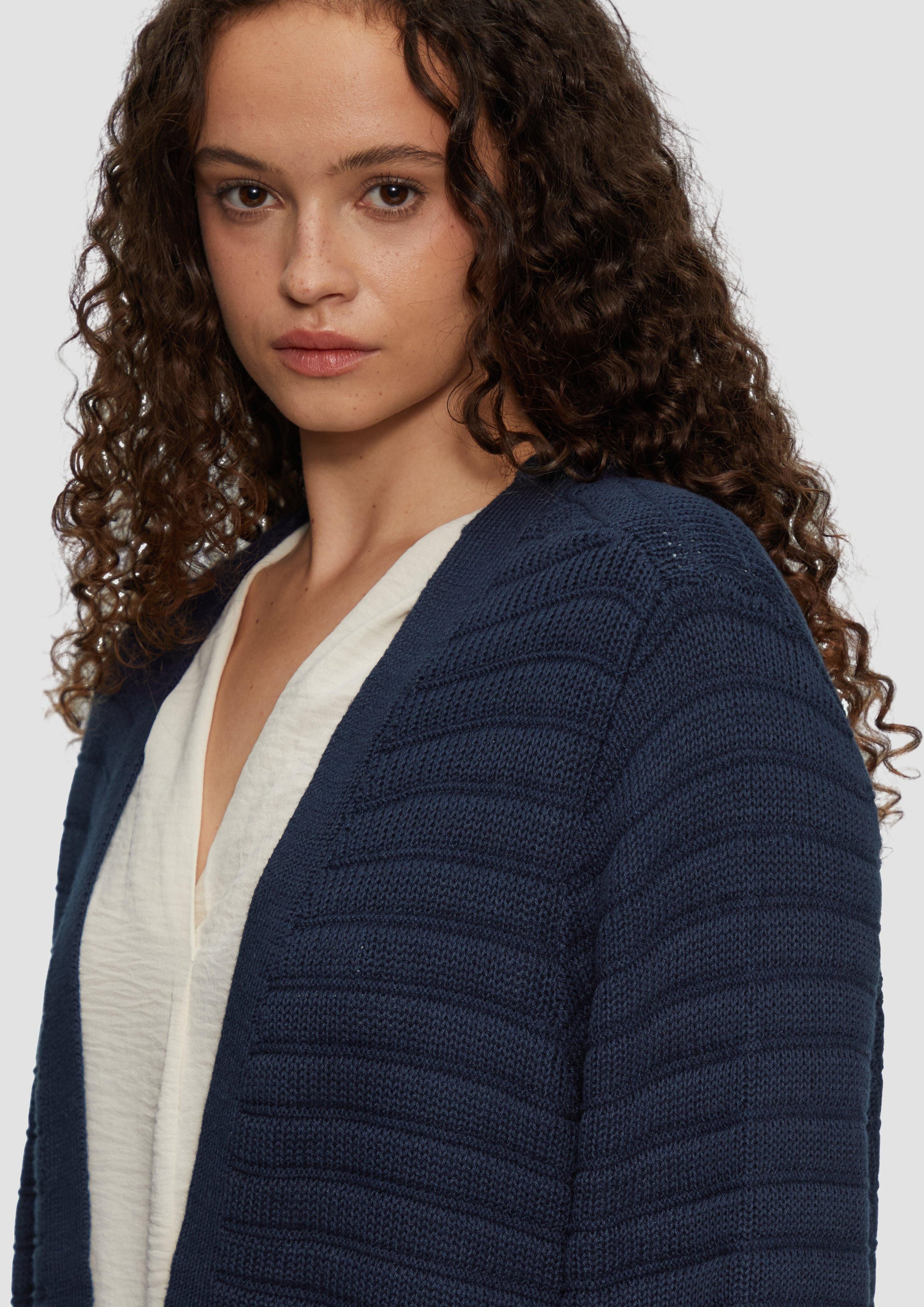 QS Strickjacke Offener Long-Cardigan mit Strukturmuster günstig online kaufen