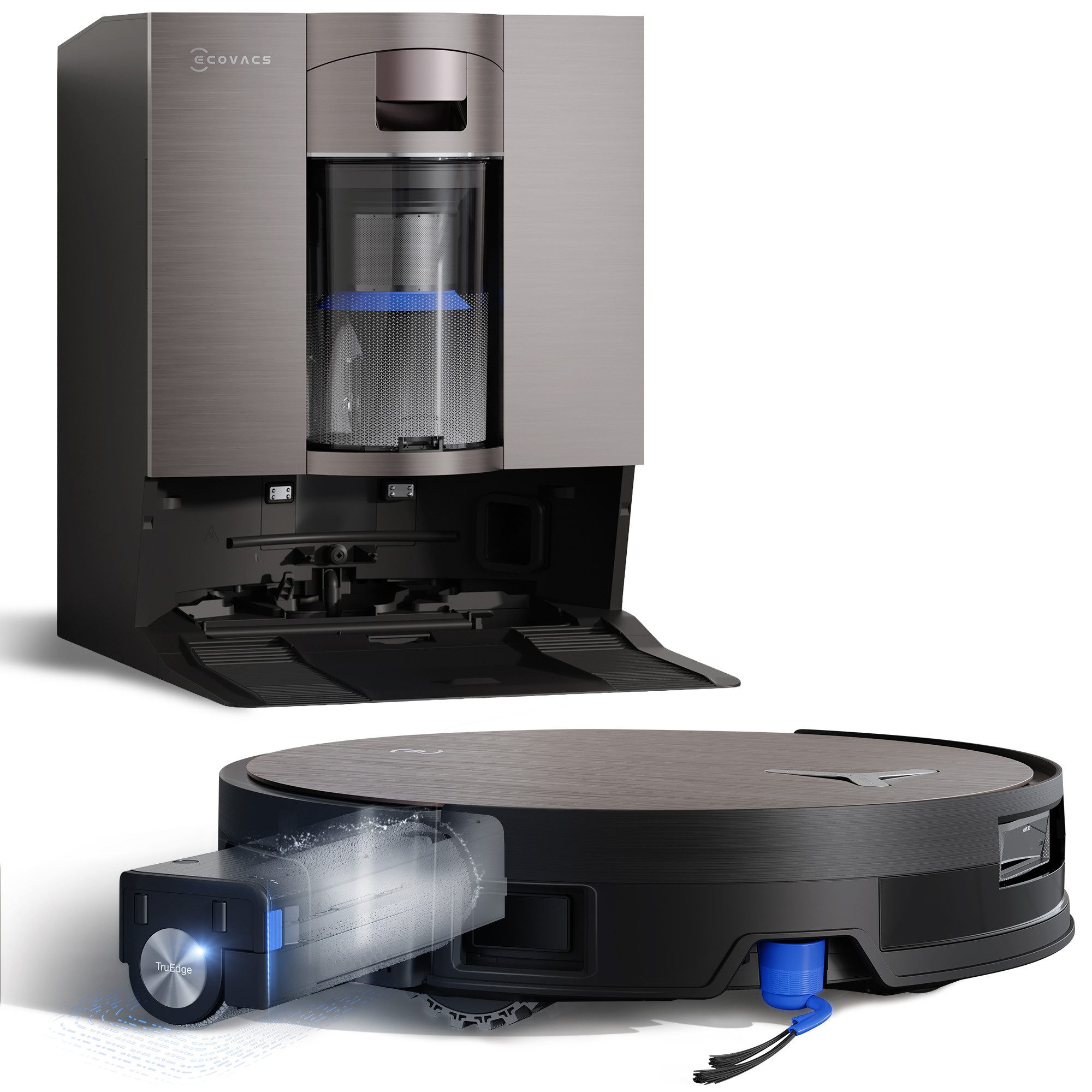 ECOVACS Saugroboter mit Wischfunktion DEEBOT X11 OmniCyclone, 19.500 Pa, 18 l/s Luftstrom, 110 W, beutellos, Schnellladefunktion, Wischrolle, beutellos