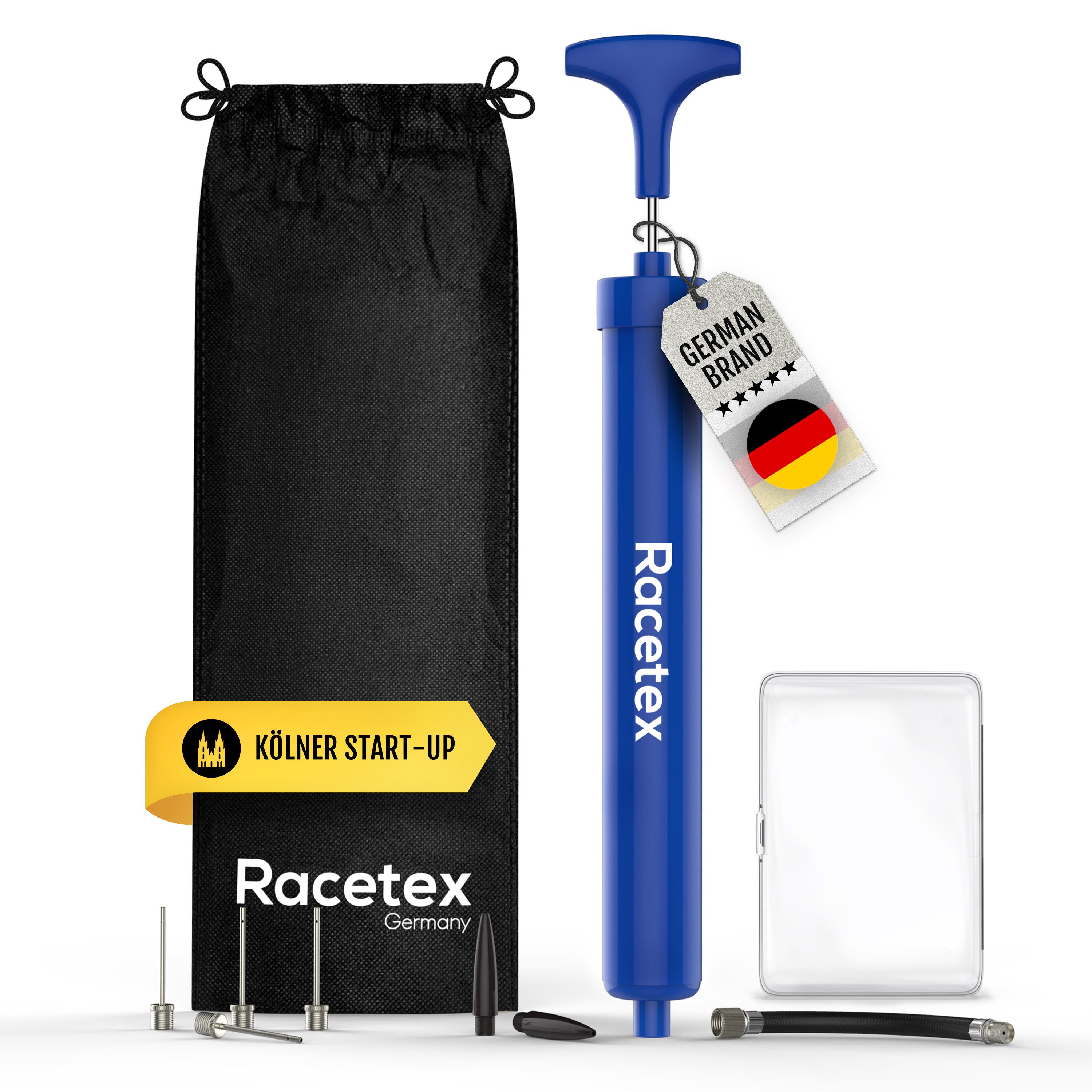 Racetex Luftpumpe Racetex Ballpumpen Set [inkl. Zubehör] (Fußball Pumpe Set), ⚽UNSERE EMPFEHLUNG
