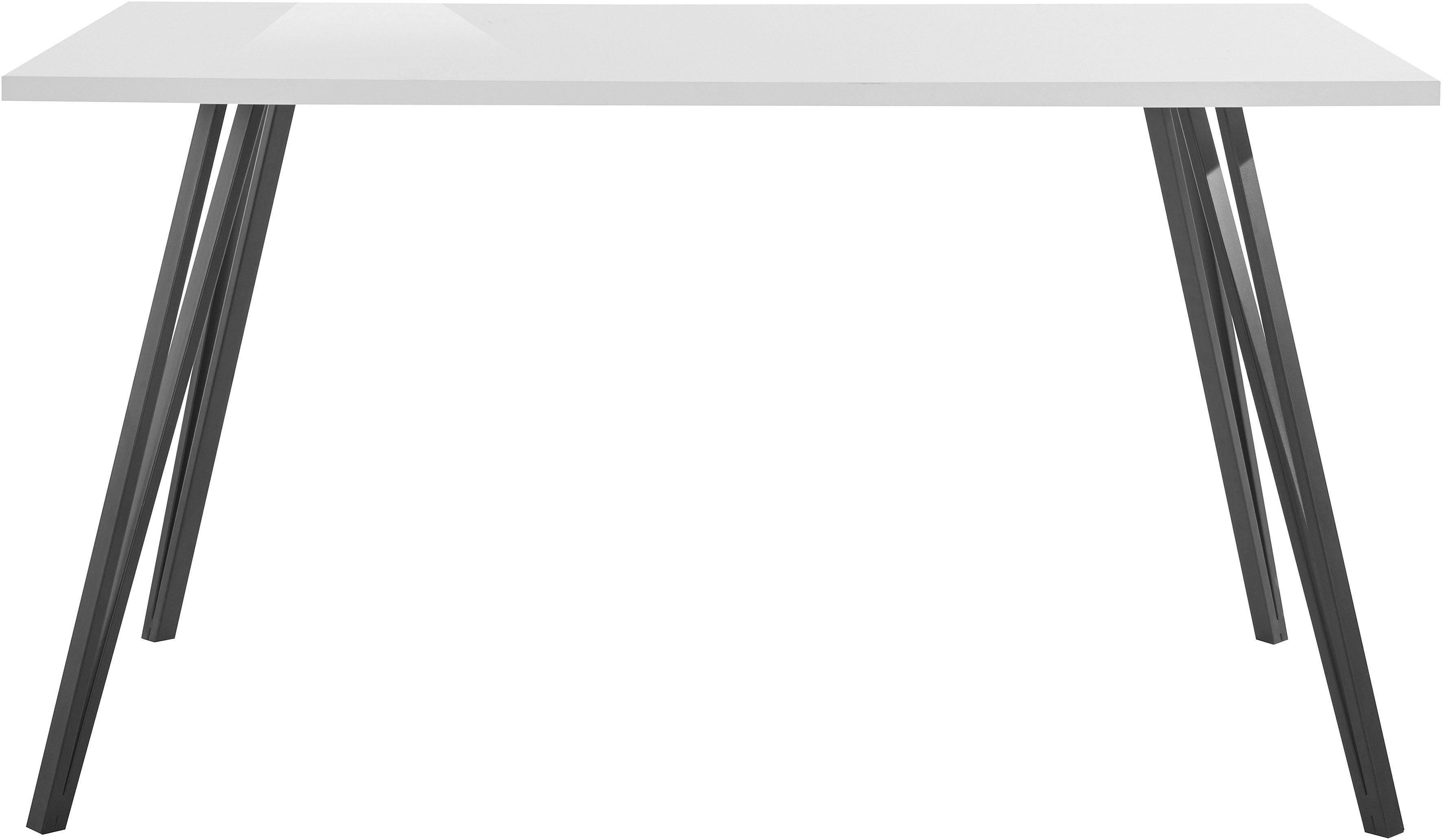 HELA Esstisch JENN (1-St), Hochglanz Weiß lackiert; Tischplatte fest; Gestell V-förmig