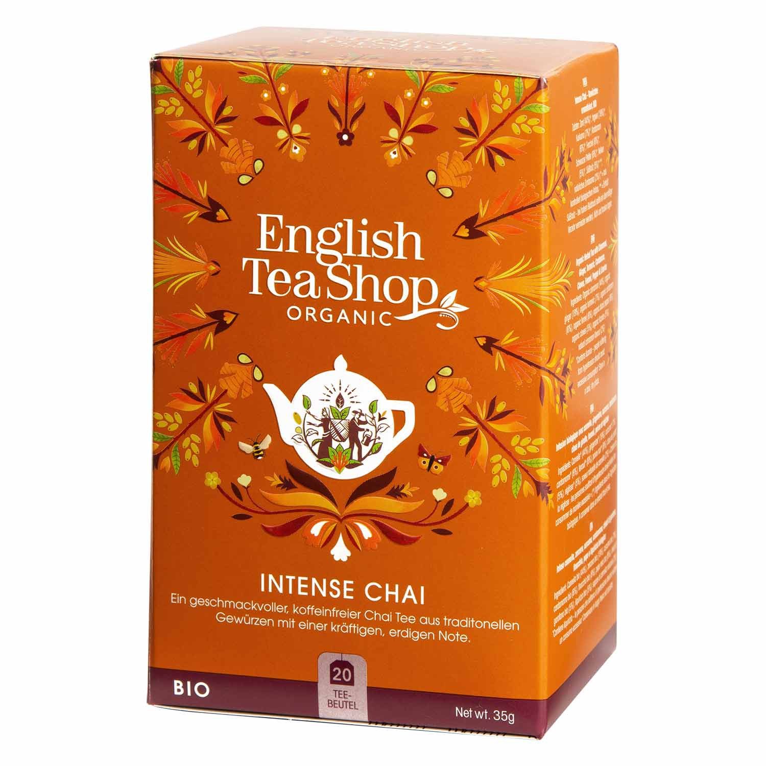 English Tea Shop Tee Intense Chai, BIO, 20 Teebeutel, Kräftige, erdige Note und leichte Schärfe.