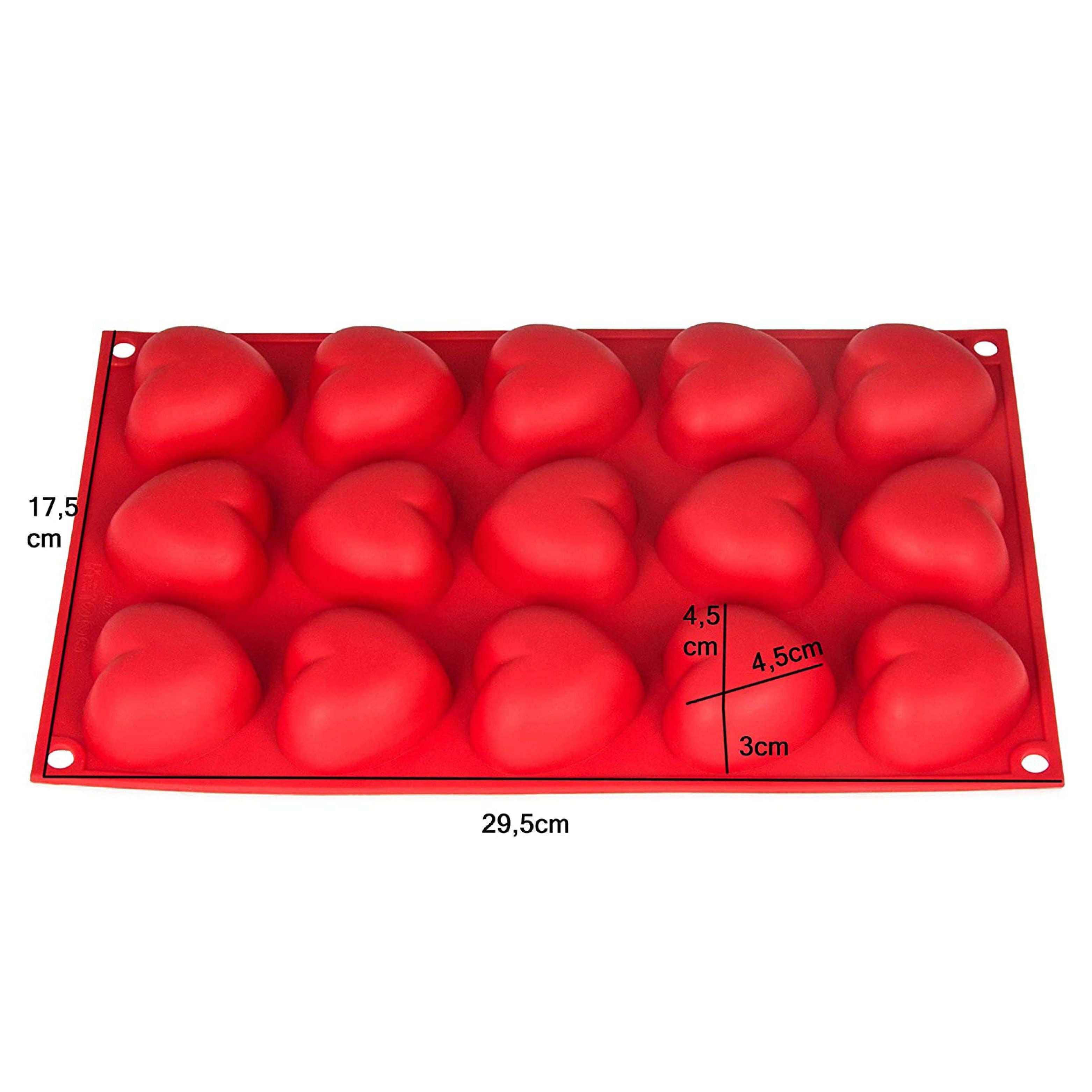 wisefood Silikonform Silikonform Herzen - rot 29x17,5x3cm - 1 Form, (1-tlg)