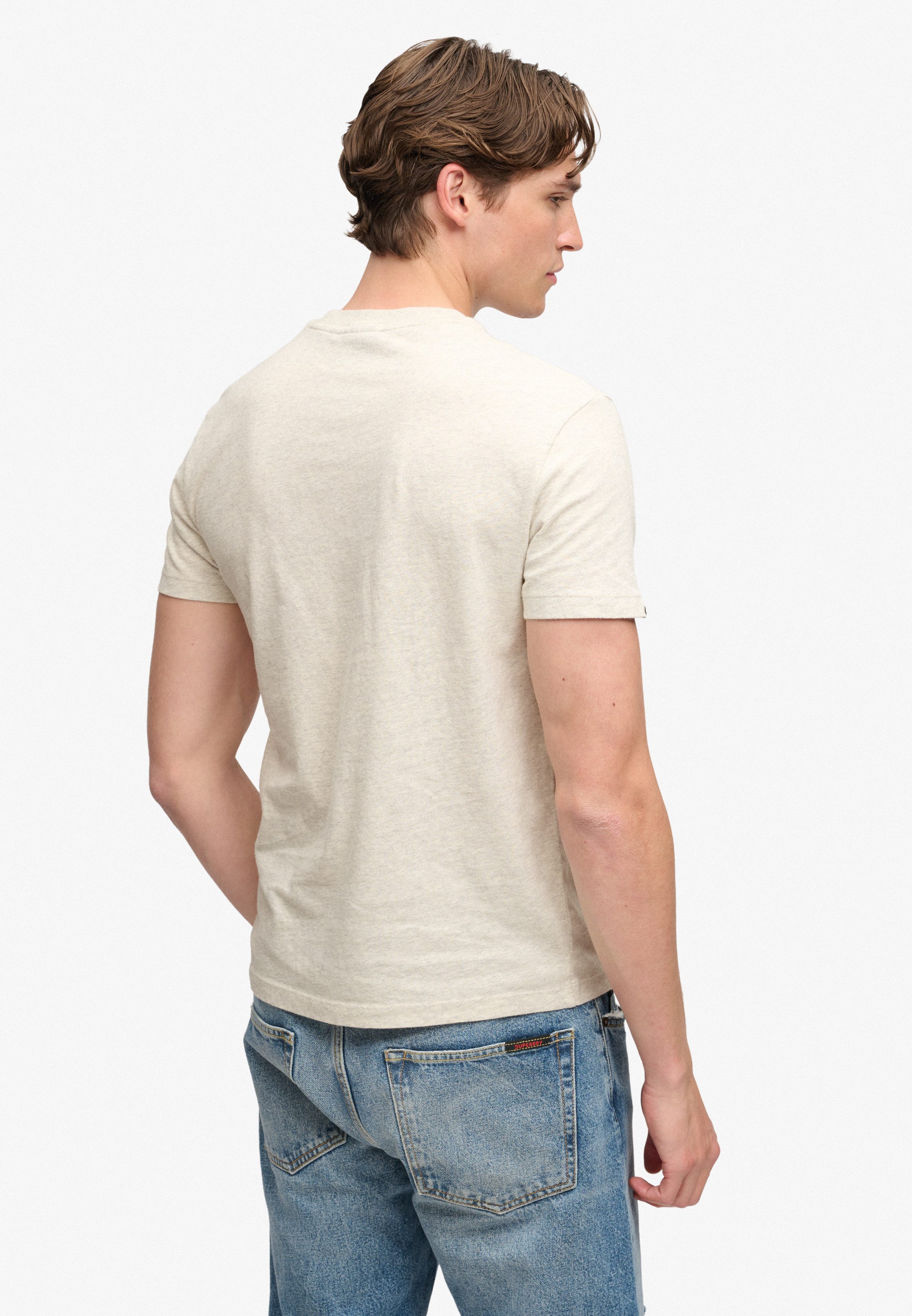 Superdry Rundhalsshirt ESSENTIAL SERIF LOGO EMB TEE Baumwolle, regular fit