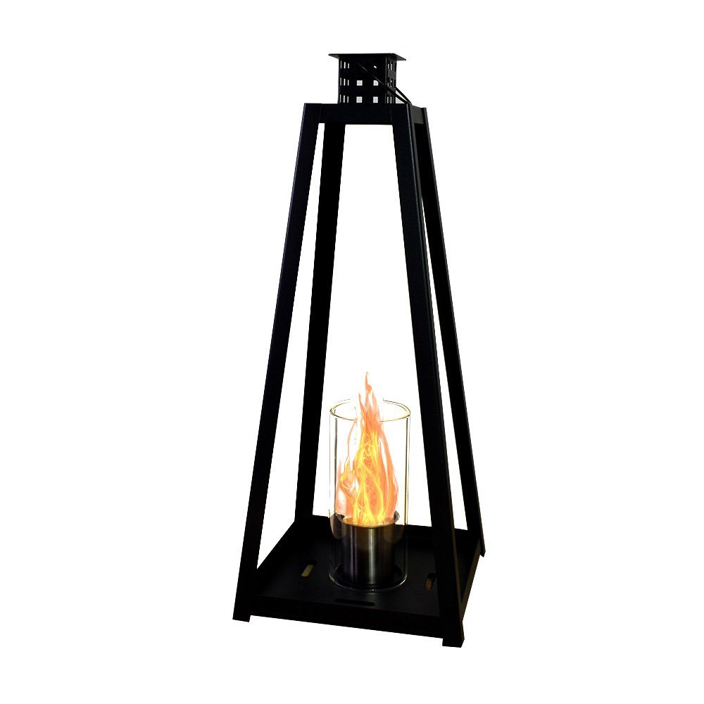 GLOW FIRE Echtfeuer-Dekokamin Ethanolkamin Glow Fire Hendrik Laterne, mit Heizleistung und Bio-Ethanol Sicherheitsbrenner