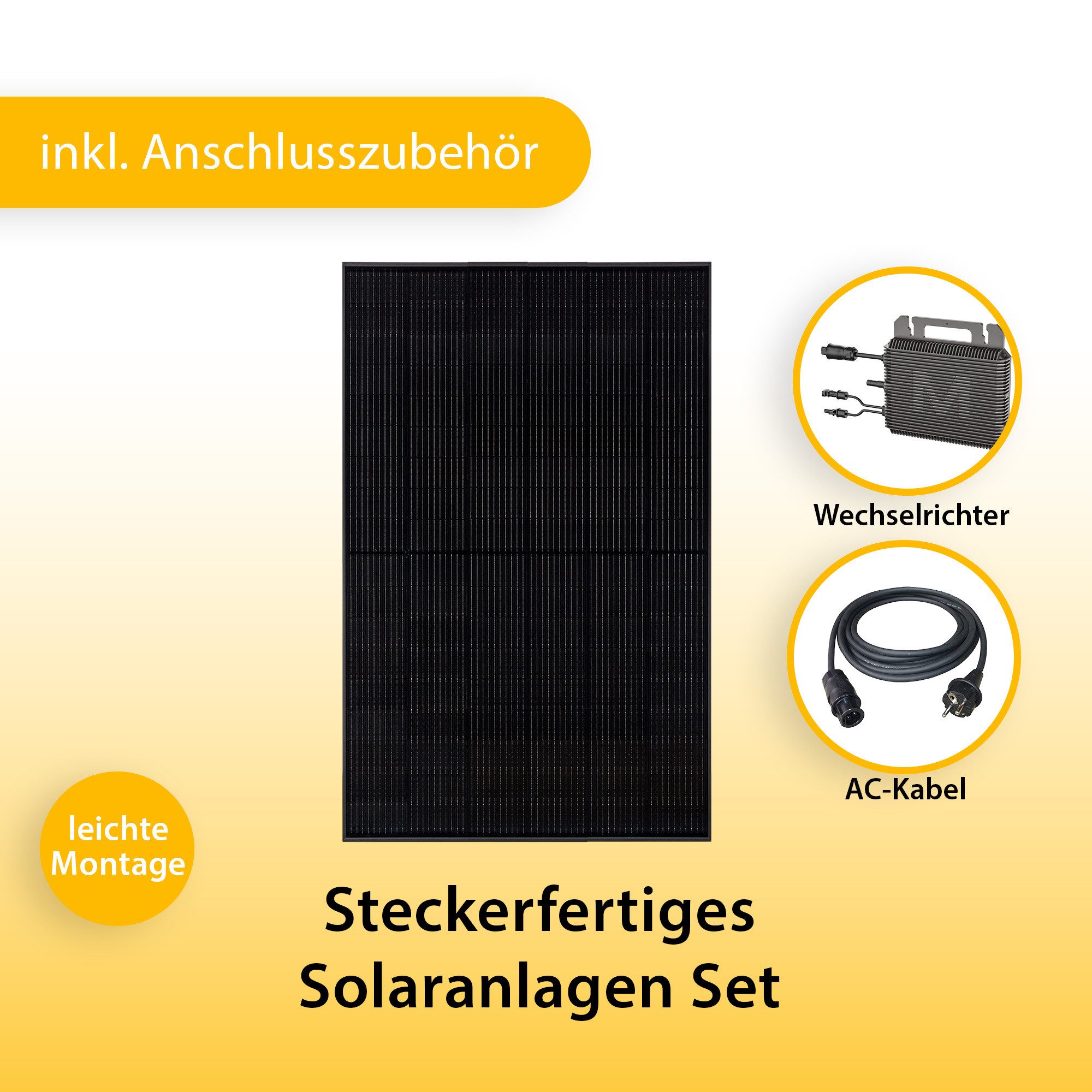 VALE Balkonkraftwerk leistungsstarkes Solaranlage Set Bifazial mit Wechselrichter, (im Set mit Marstek Wechselrichter, Full Black, 880-920 Wp), Plug&Play, BKW, Solarmodul, Photovoltaik Set, Wifi, App-Steuerung