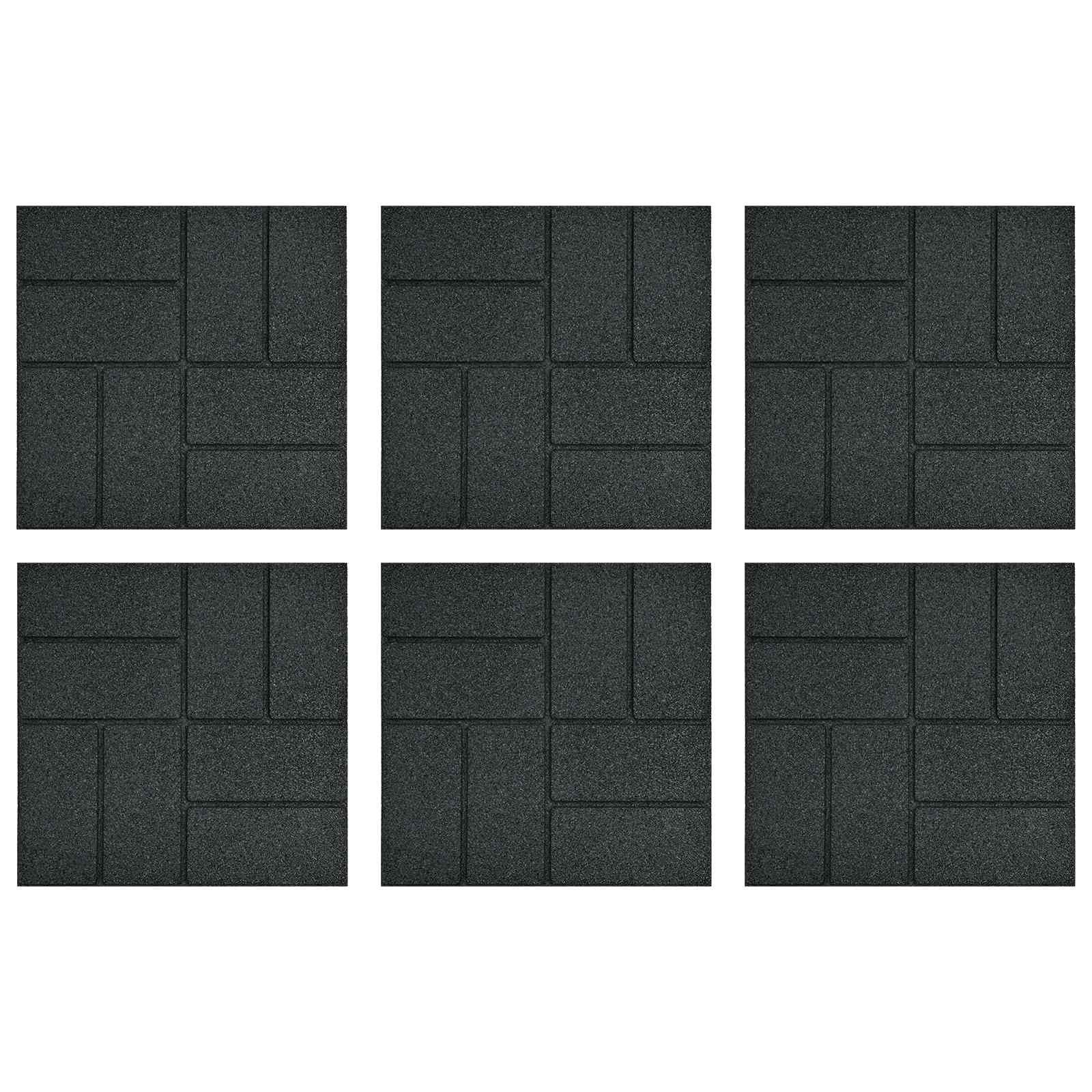 vidaXL Trittsteine Gehwegstein 6 pcs Schwarz 40,5 x 40,5 x 2 cm Gummi, 40.5x40.5 cm, 6-St.