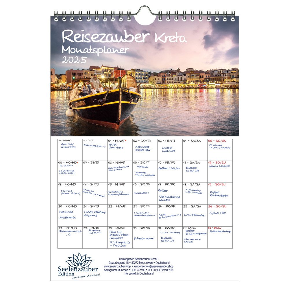 Seelenzauber Wandkalender Reisezauber Kreta Wand- Planer Kalender für 