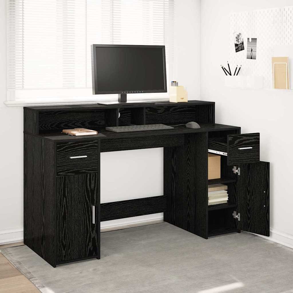 vidaXL Schreibtisch 140 x 55 x 91 cm Schreibtisch Schwarze Eiche 140x55x91 cm Holzwerkstof
