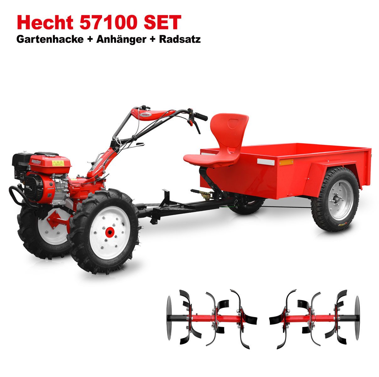 Hecht Benzinmotorhacke Gartenfräse mit Anhänger 7 günstig online kaufen