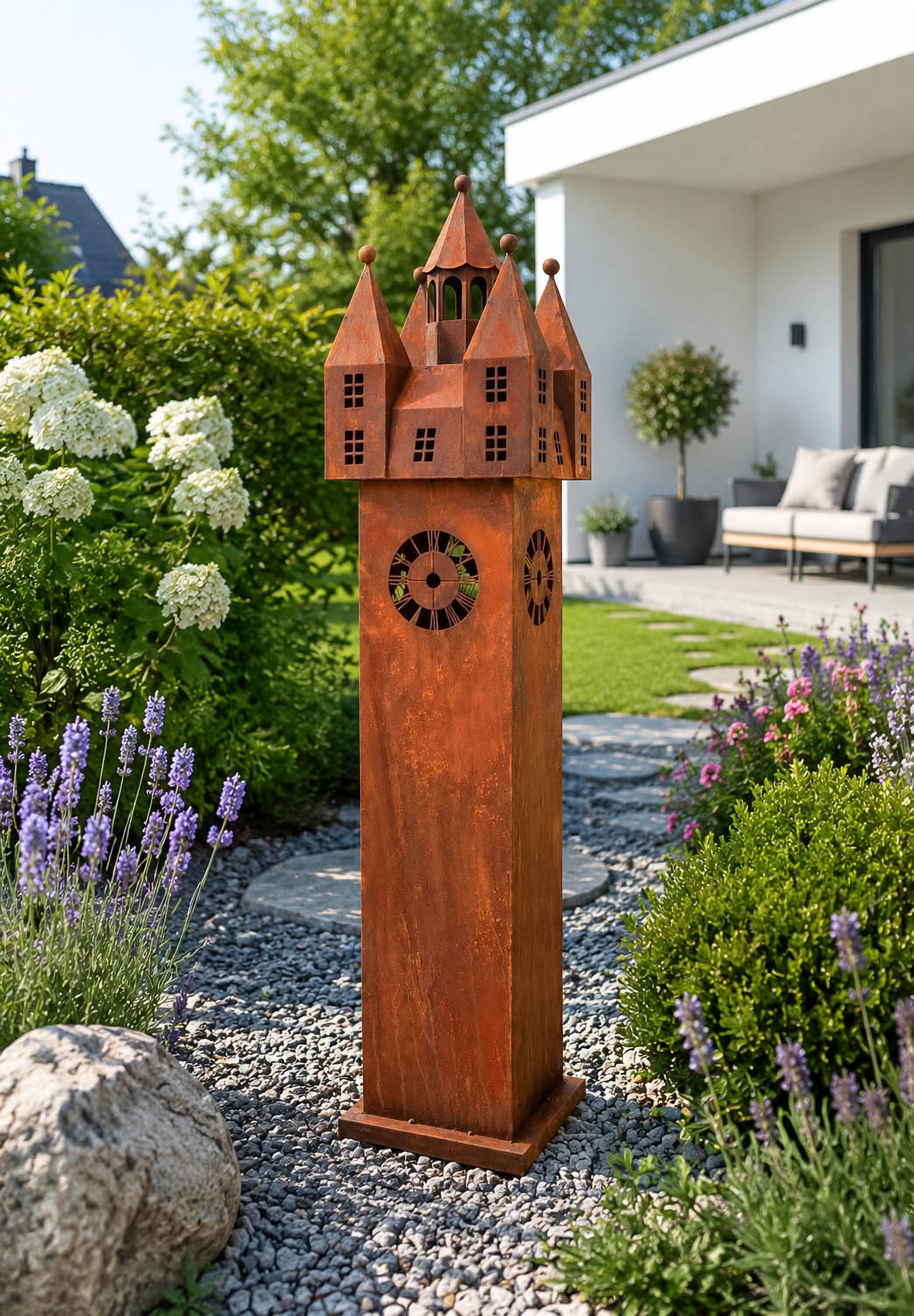 BADEKO Dekoobjekt Stadtturm aus Edelrost in Cortenstahl-Optik