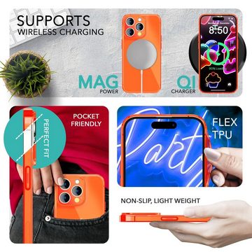 Nalia Smartphone-Hülle Apple iPhone 14 Pro Max, Klare Neon Silikon Hülle / Bunt Leuchtend / Durchsichtig / Flexibel
