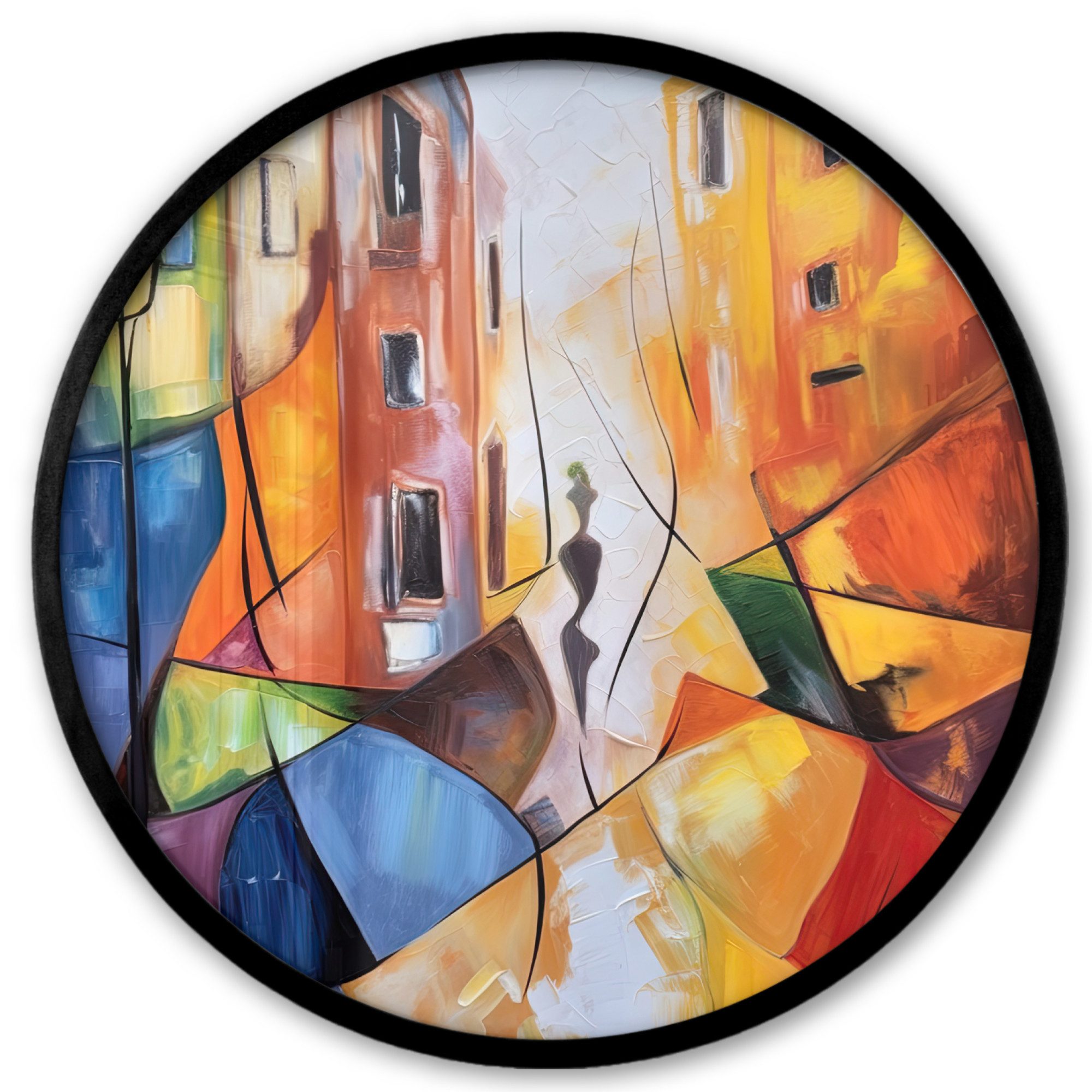 MuchoWow Poster Rund - Abstrakt - Kunst - Malerei - Farben, (1 St), Runde Wandbilder, Deko für Wohnzimmer und Schlafzimmer, 40x40 cm