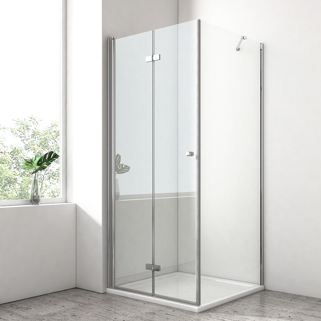 EMKE Eckdusche Duschkabine Eckeinstieg Duschtür Falttür mit Seitenwand H:18 günstig online kaufen