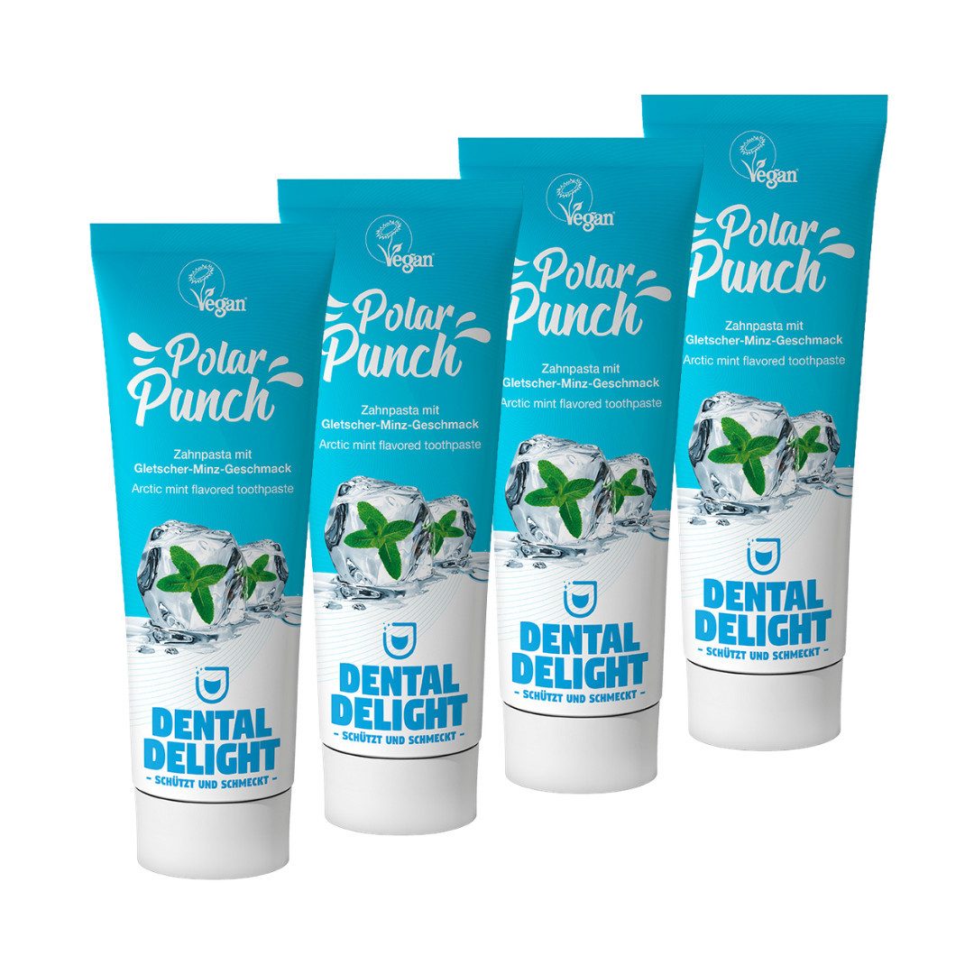 Dental Delight Zahnpasta DENTAL DELIGHT 4er Pack, Polar Punch Zahnpasta (TESTSIEGER), Minze, (Packung, 4-St) Minze