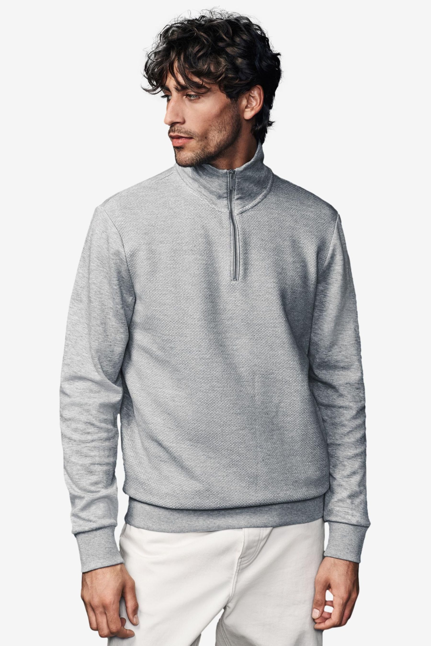 Next Sweatjacke Struktierte Sweatshirtjacke mit Reißverschluss günstig online kaufen