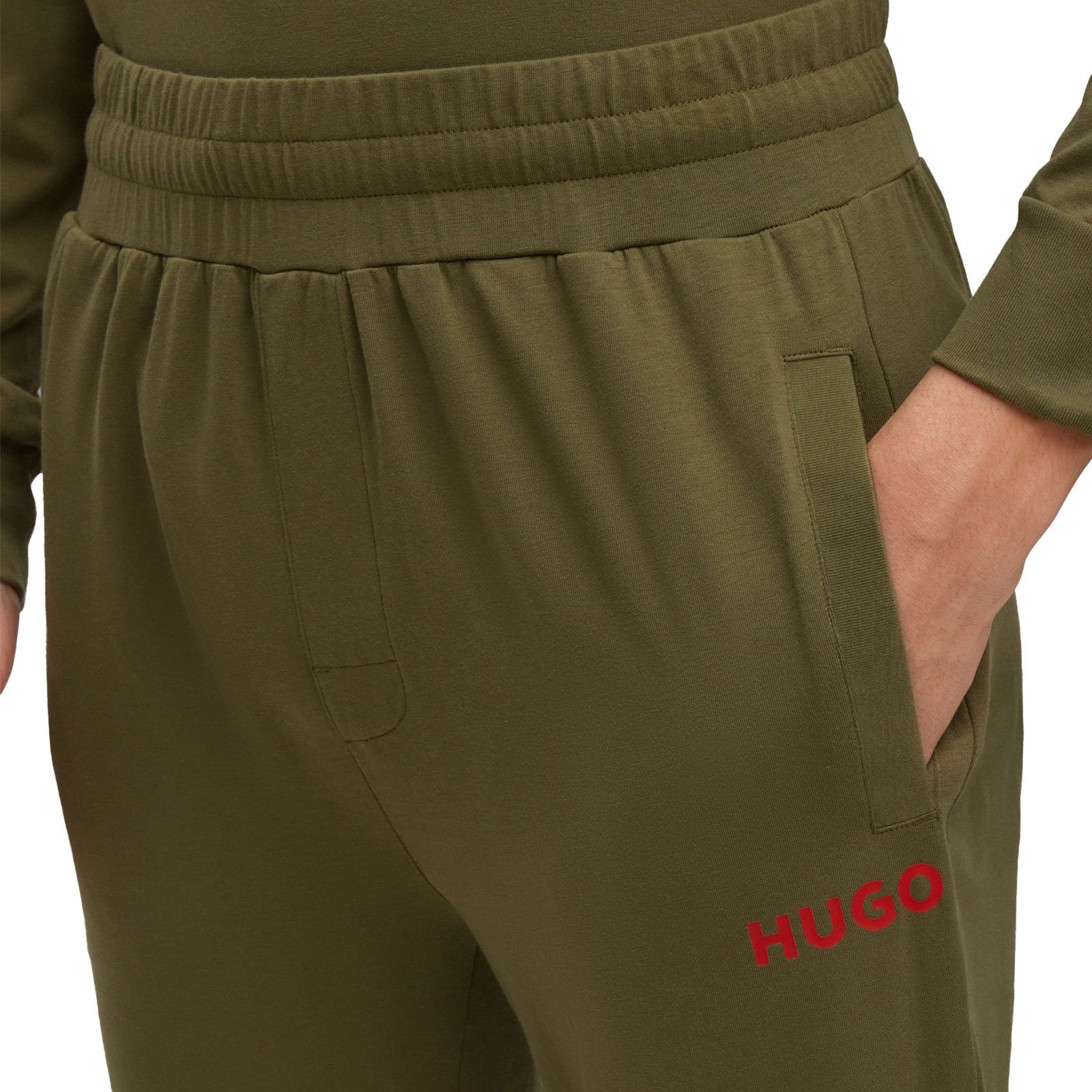 Tunnelzug Loungehose Pants mit Labelled green open verstellbarem HUGO 345