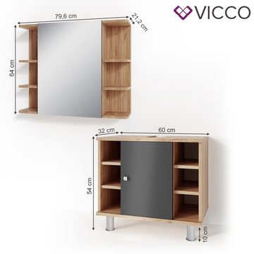 Vicco Badmöbel-Set Badezimmerset FYNN Eiche / Anthrazit Set 1, (2-er Set, 2-St., 2-er Set)