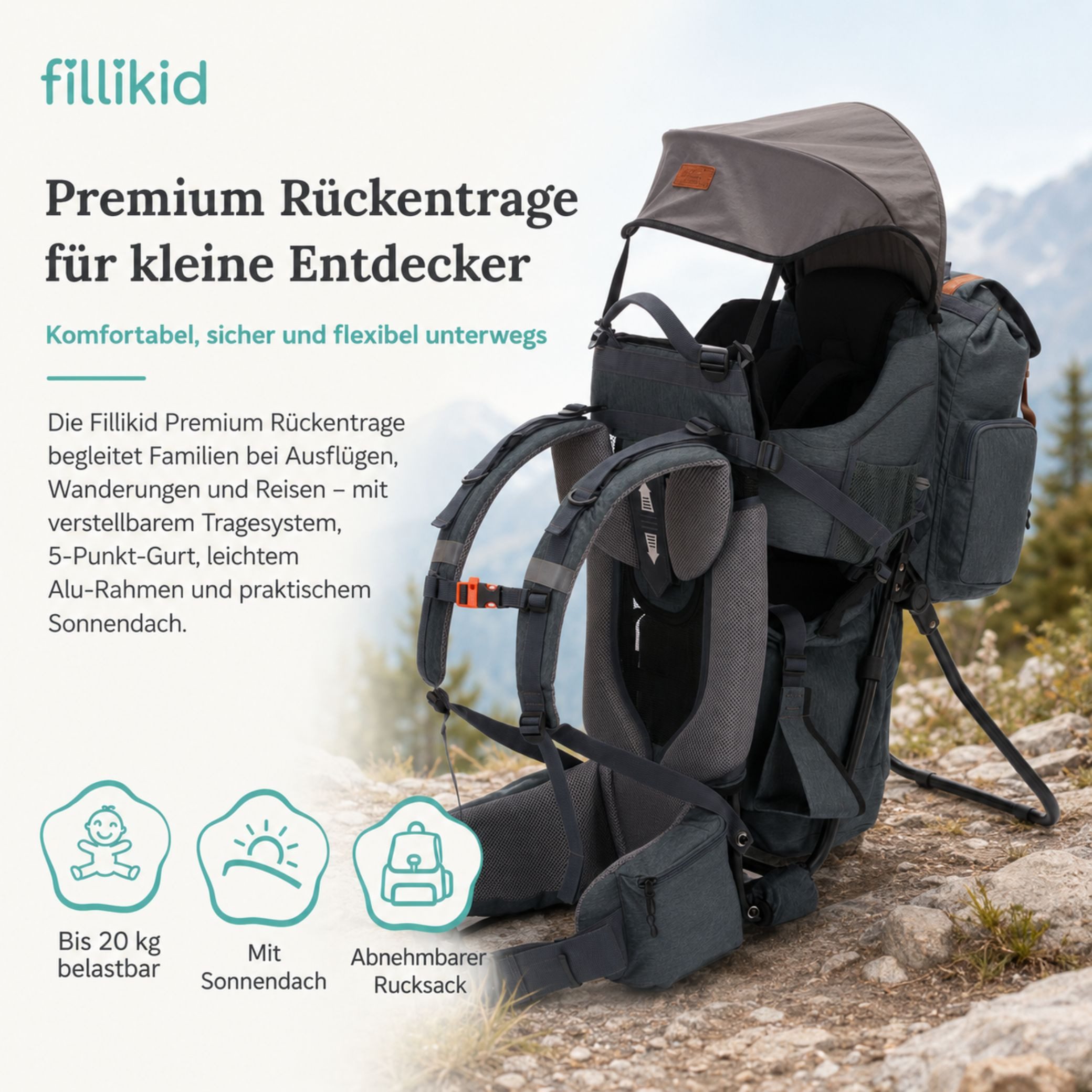 Fillikid Bauchtrage Rückentrage Premium Exclusiv