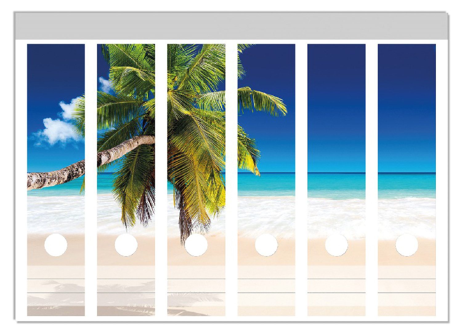 Wallario Ярлыки Südseestrand in der Karibik mit Palme, Папки с файламиrücken-Sticker in verschiedenen Ausführungen
