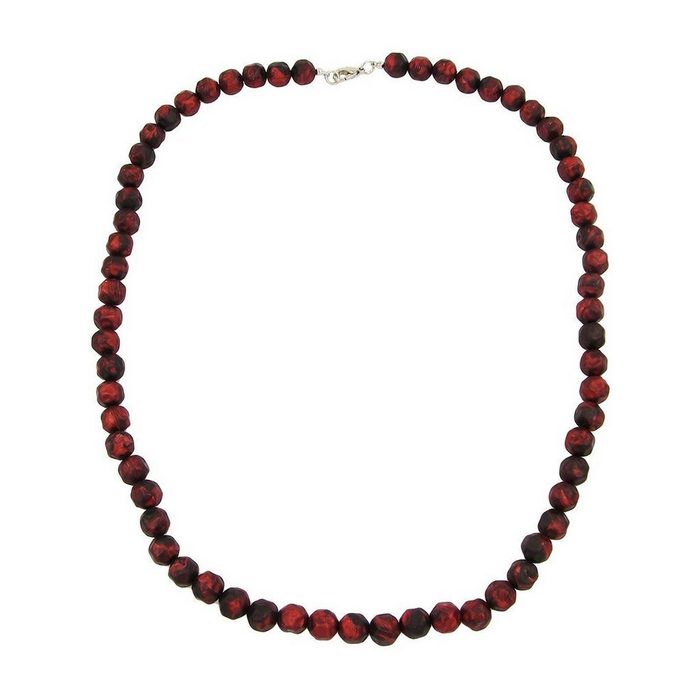Gallay Perlenkette 10mm Kunststoffperlen Barockperlen rot-schwarz-marmoriert 60cm