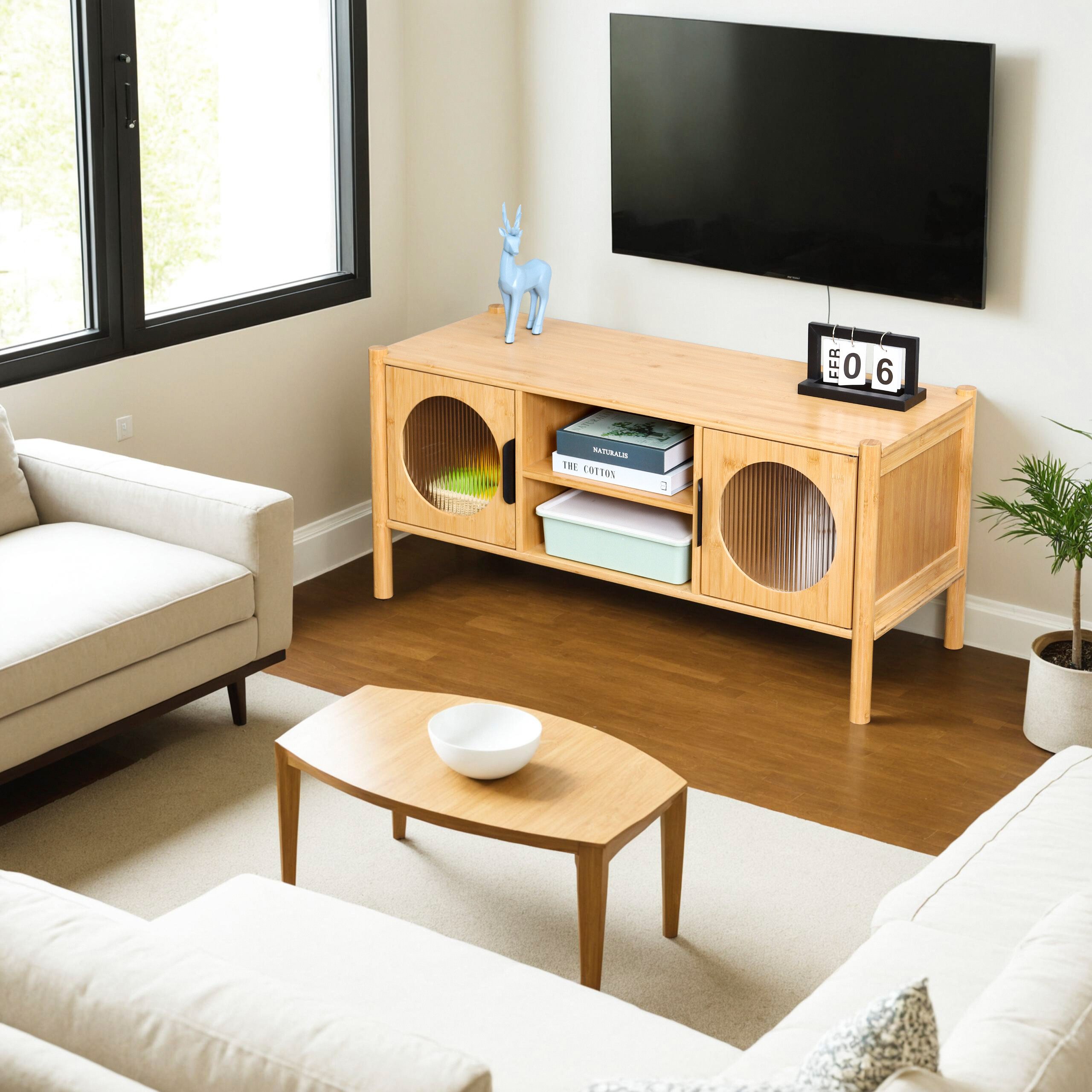 relaxdays TV-Board TV Lowboard mit 2 Türen