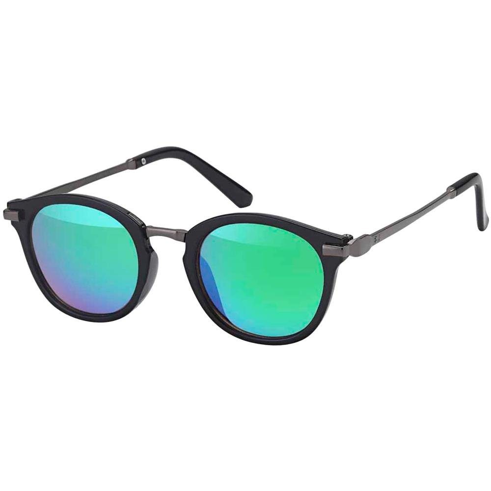 Sonnenbrille schwarzen Schwarz Metallrahmen Linsen Grün (1-St) Eyewear mit BEZLIT Retrosonnenbrille Desginer