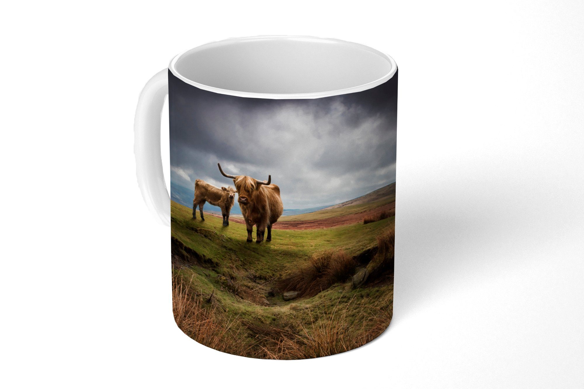 MuchoWow - Schottische Becher, Geschenk Schottische Kuh Tasse - Teetasse, Highlander Teetasse, Keramik, Landschaft, Kaffeetassen,