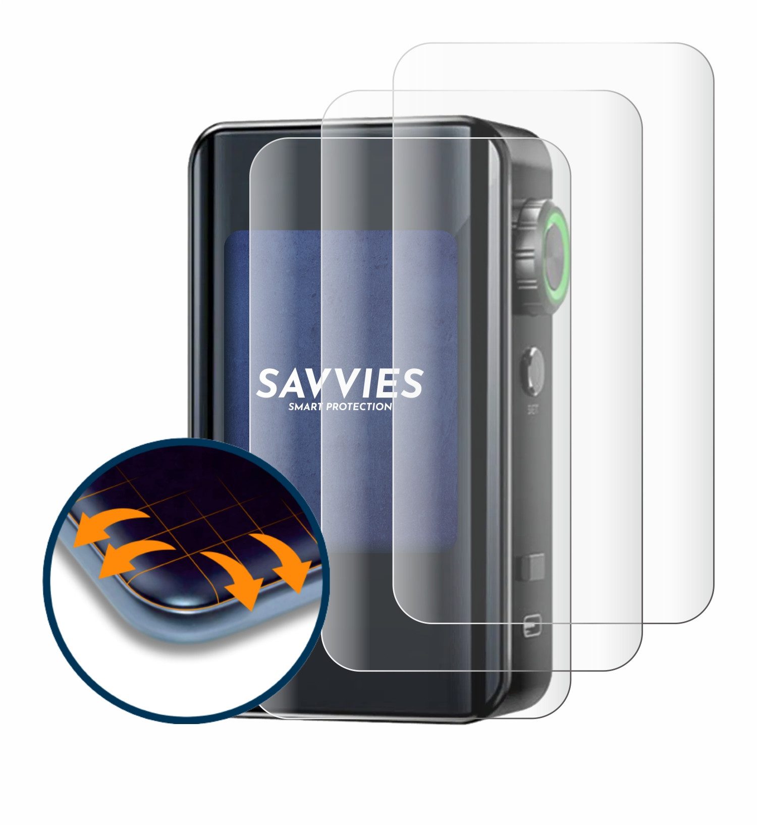 Savvies Displayschutzfolie Fullscreen Schutzfolie für Lost Vape Centaurus Bt200, 4 Stück, Displayschutz Folie Fullcover Klar Transparent