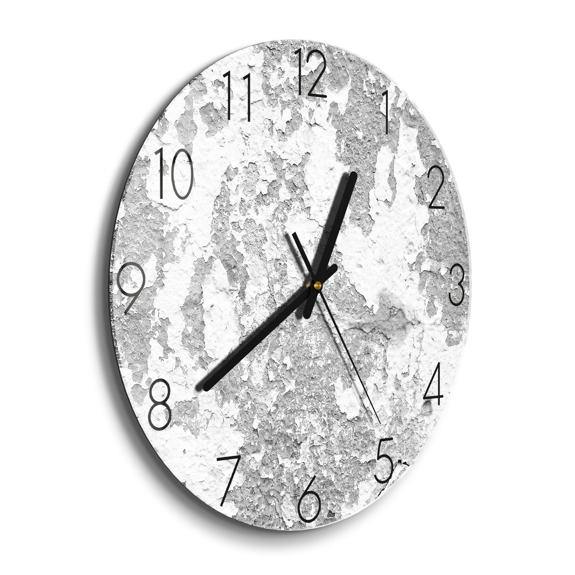 DEQORI Wanduhr 'Verwitterte Wandkunst' (Glas Glasuhr modern Wand Uhr Design Küchenuhr)