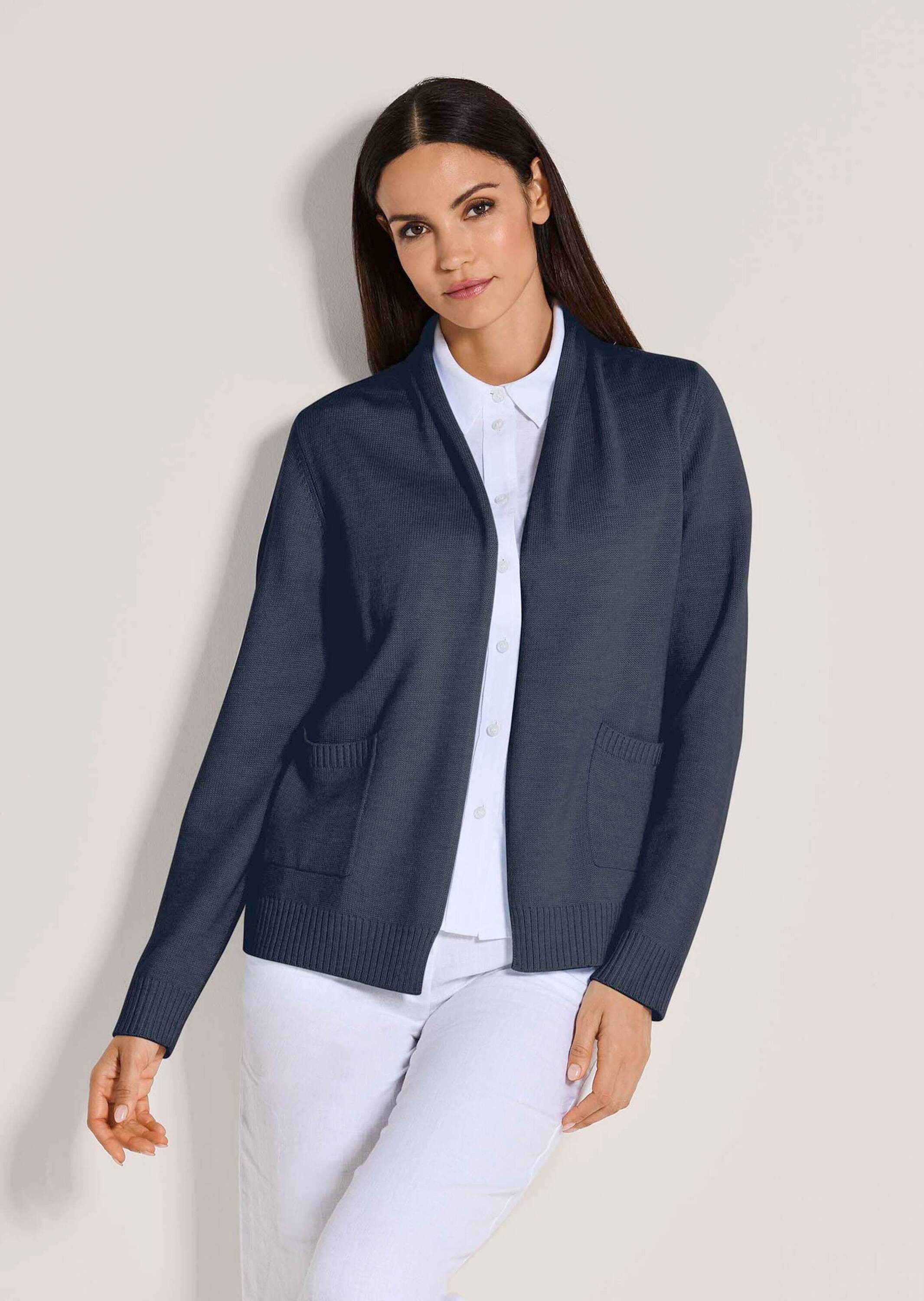 MADELEINE Strickjacke Langarm Cardigan mit Schalkragen, Kaschmir Lässige Form ohne Verschluss, hochwertige Wolle