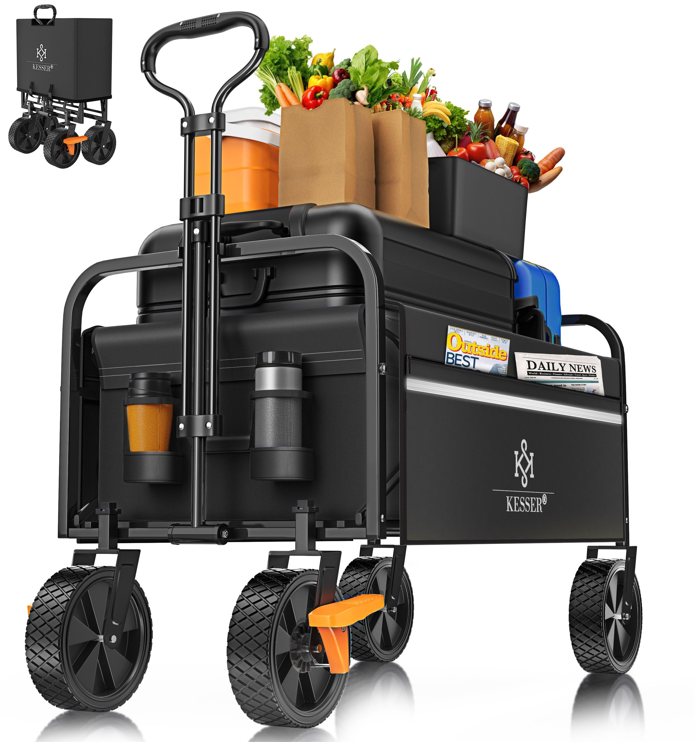 KESSER Bollerwagen, Bollerwagen faltbar Handwagen Transportkarre Gerätewagen max. 150kg