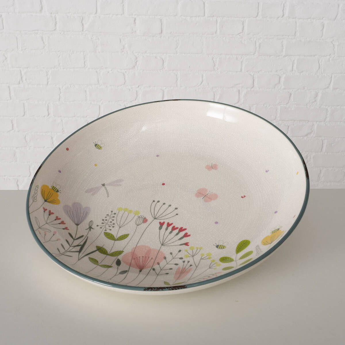 BOLTZE GRUPPE GmbH Servierplatte Teller mit Blumenmuster FLORINA, aus Keramik, 2er-Set, Keramik, (2er-Set), Servierteller mit Blumenmuster