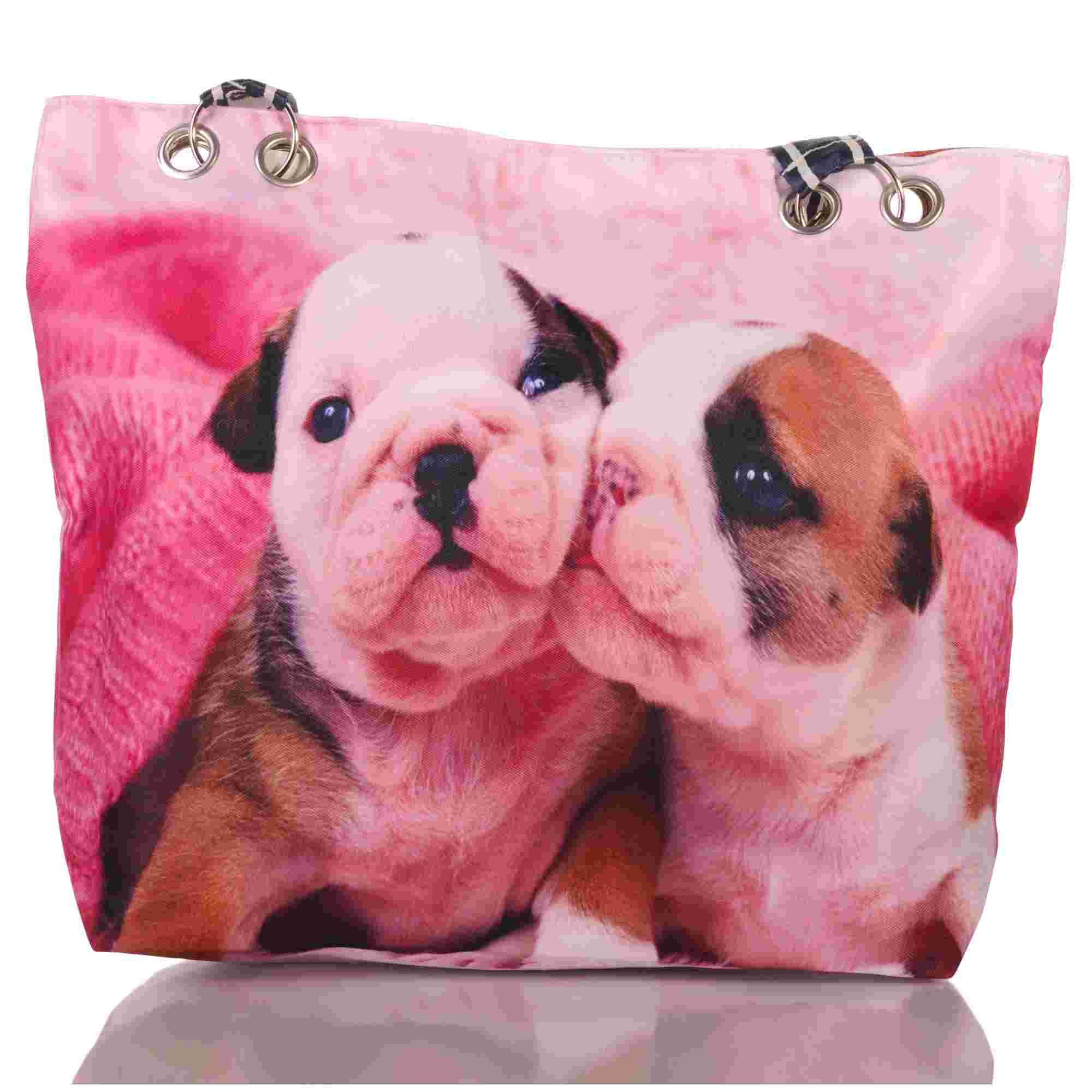 KMISSO Umhängetasche Strandtasche mit Reißverschluss und Hundewelpen 30742 (1-tlg), im eleganten Look