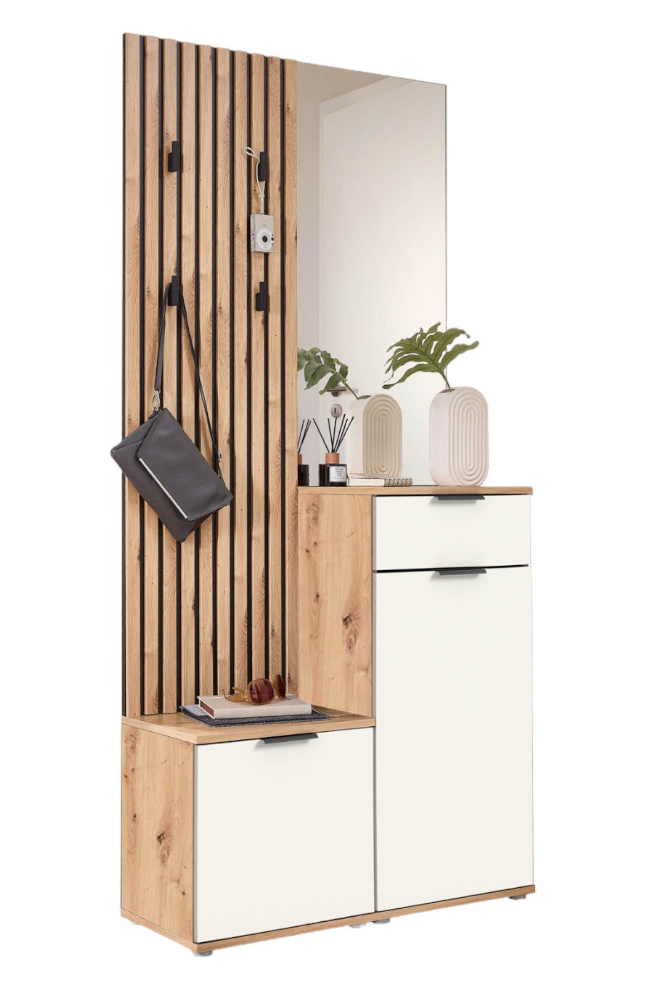 moebel-dich-auf Kompaktgarderobe EASY, Artisan Eiche Nb. / weiß